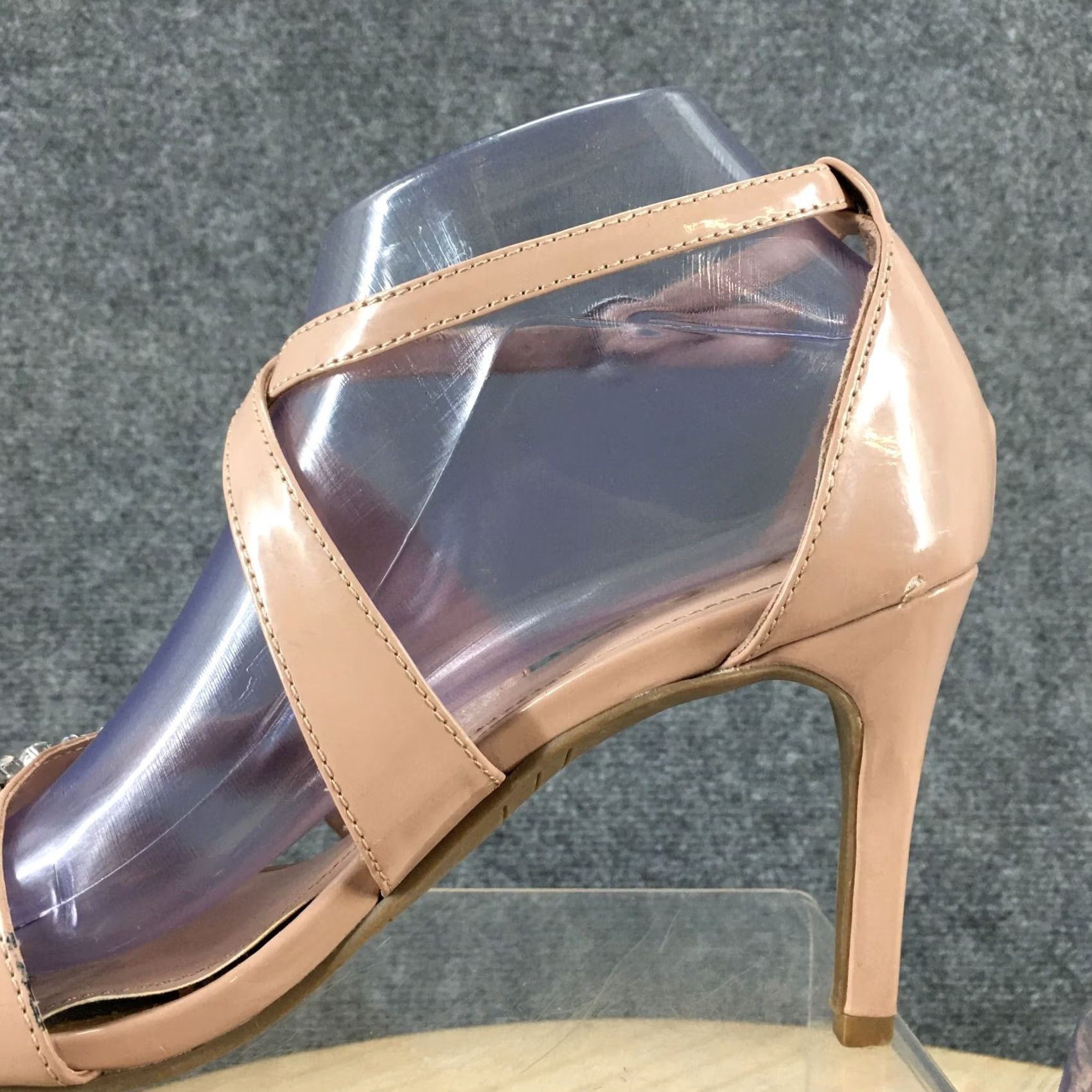 Kenneth Cole KENNETH COLE REACTION Heels Womens 8 M Pin Party Studded Ankle Strappy Beige - High Heel Stiletto Party Casual Shoes Size US 8 / IT 38 - 4 Thumbnail