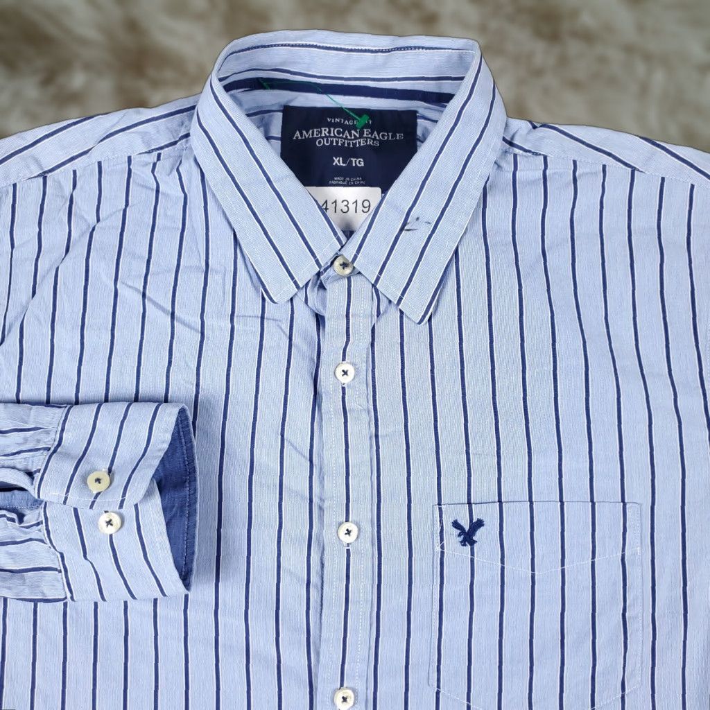American Eagle Outfitters **American Eagle Outfitters Blue Striped Mens XL Button-Up Shirt** User: **American Eagle Outfitters Blue Striped Mens XL Button-Up Shirt** Size US XL / EU 56 / 4 - 1 Thumbnail