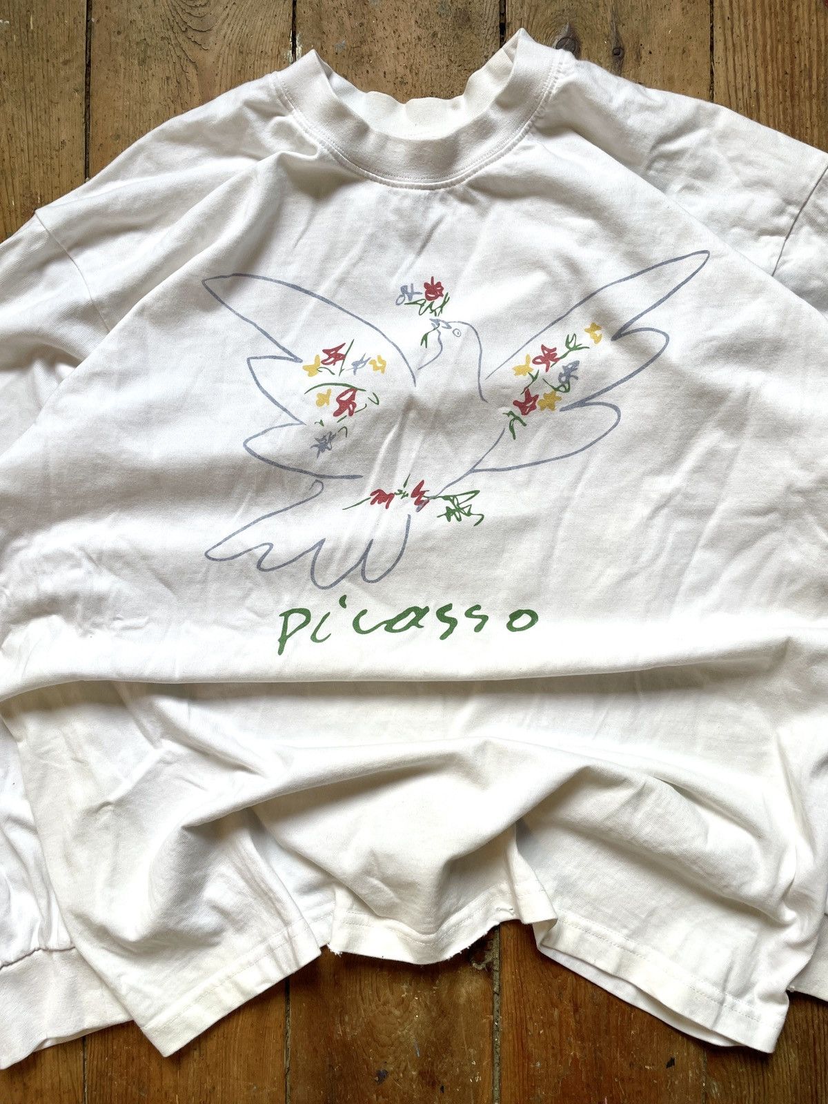 Vintage Vintage Picasso dove longsleeve white t-shirt 70s Size US M / EU 48-50 / 2 - 3 Thumbnail