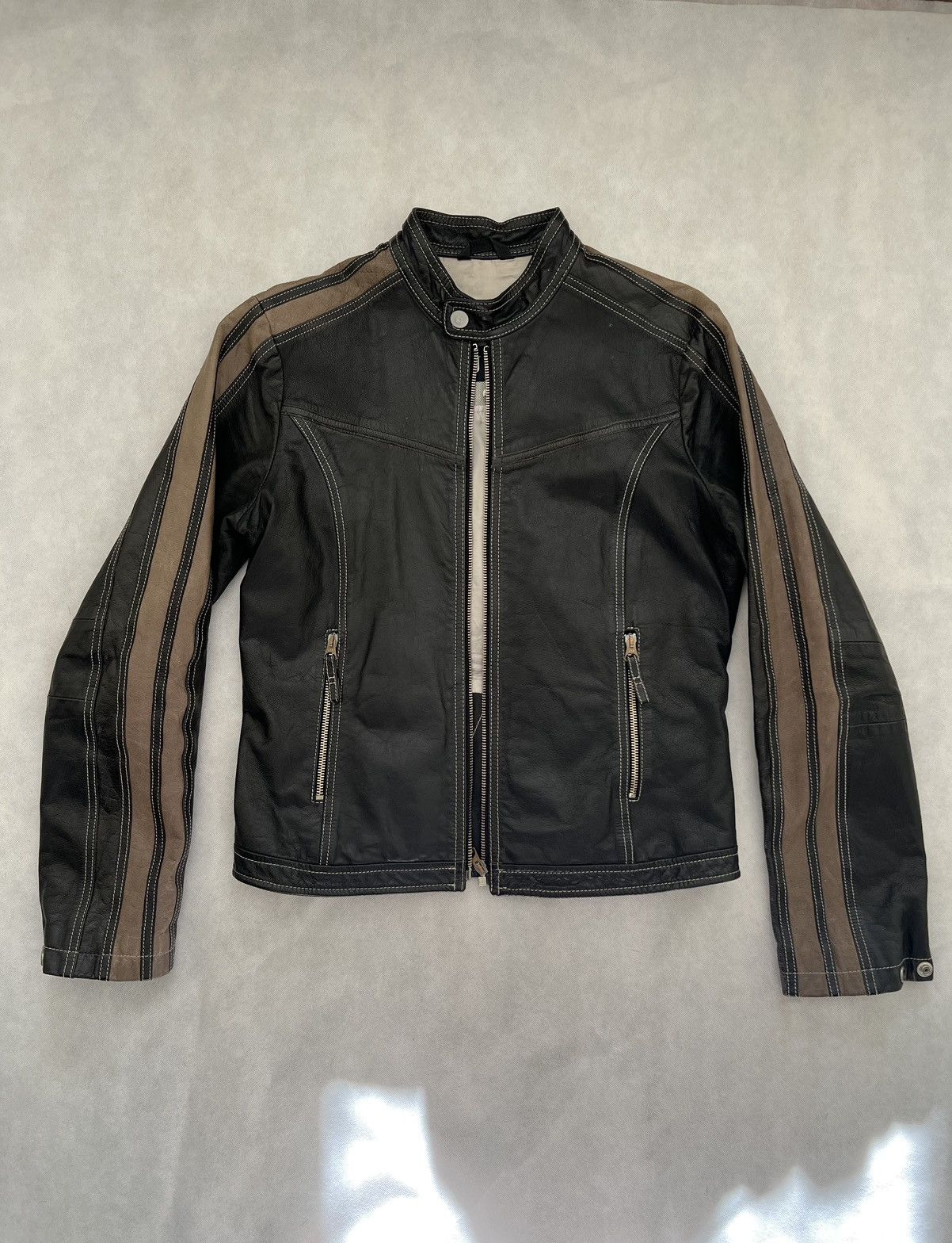 Vintage Armani moto leather jacket