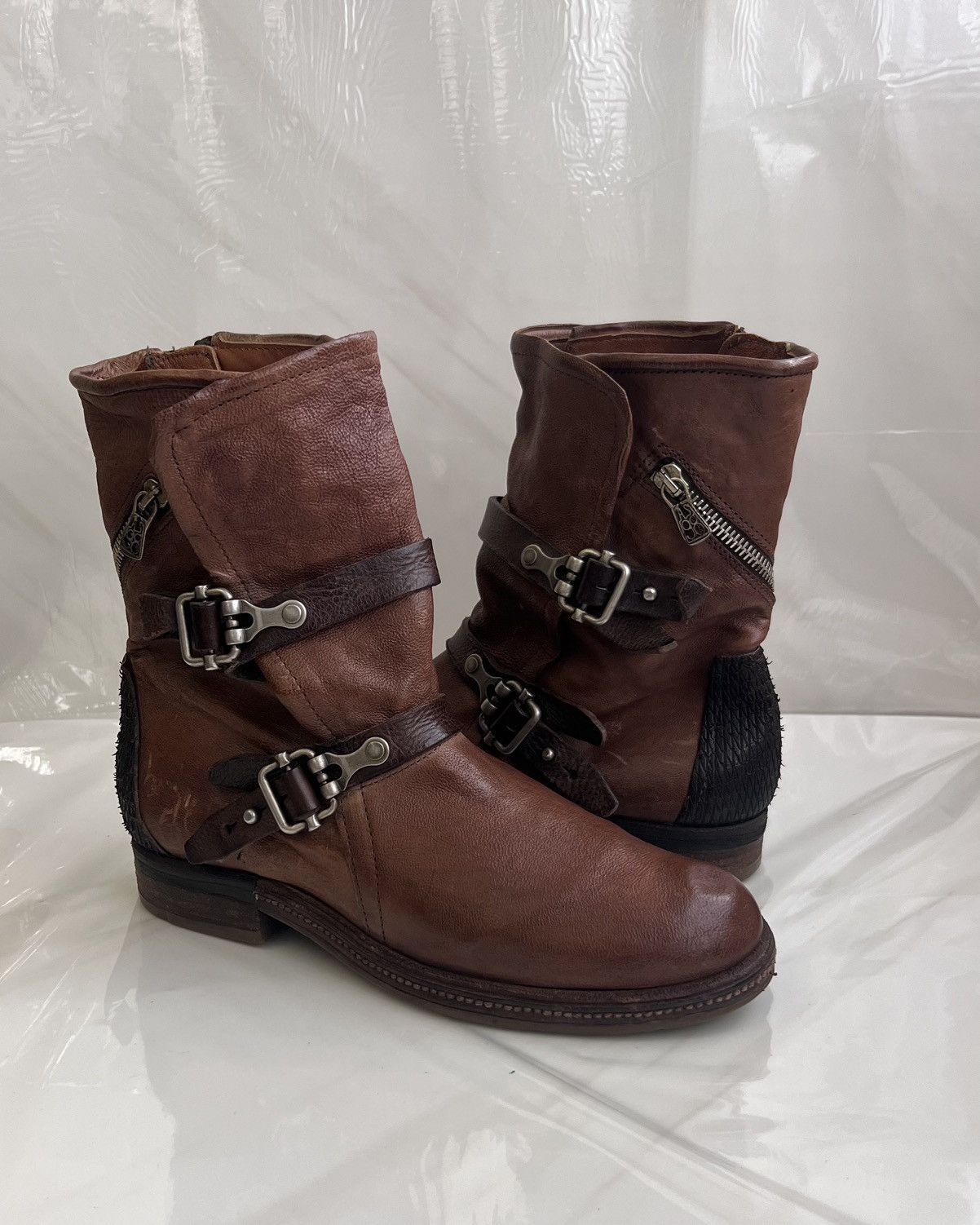 A.S.98 As 98 Airstep Zipper Boho Biker brown distressed boot Size US 8 / IT 38 - 13 Thumbnail
