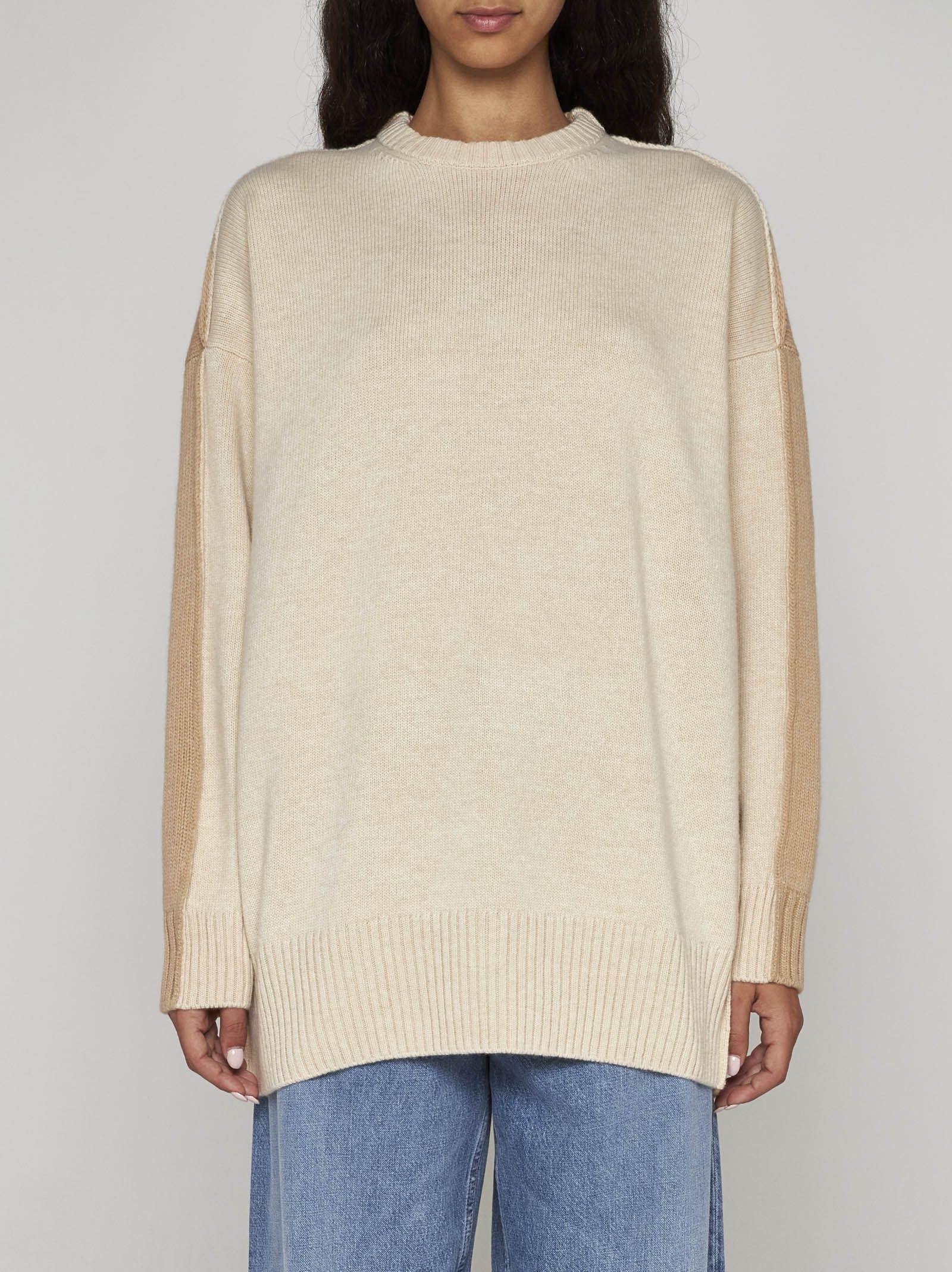 Bottega Veneta o1n1vont0325 Mix Weight Wool Sweater in Beige Size M / US 6-8 / IT 42-44 - 3 Thumbnail