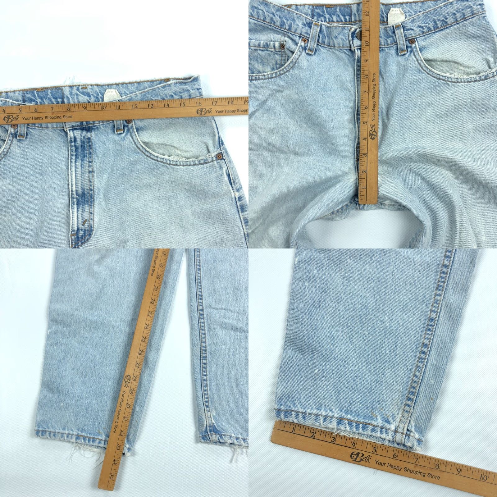 Levi's VINTAGE Levi's 560 Jeans Mens 32x33 Light Wash 90s Distress Tapered Blue Jeans Distressed Mens 90s Size US 32 / EU 48 - 9 Thumbnail