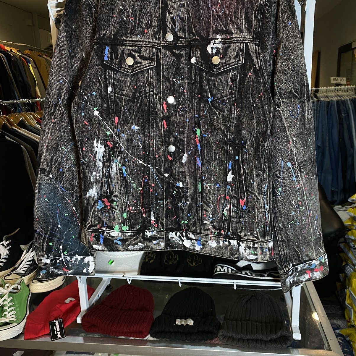 Amiri Black Graffiti Paint Splatter Denim Trucker Jacket Size US M / EU 48-50 / 2 - 5 Thumbnail