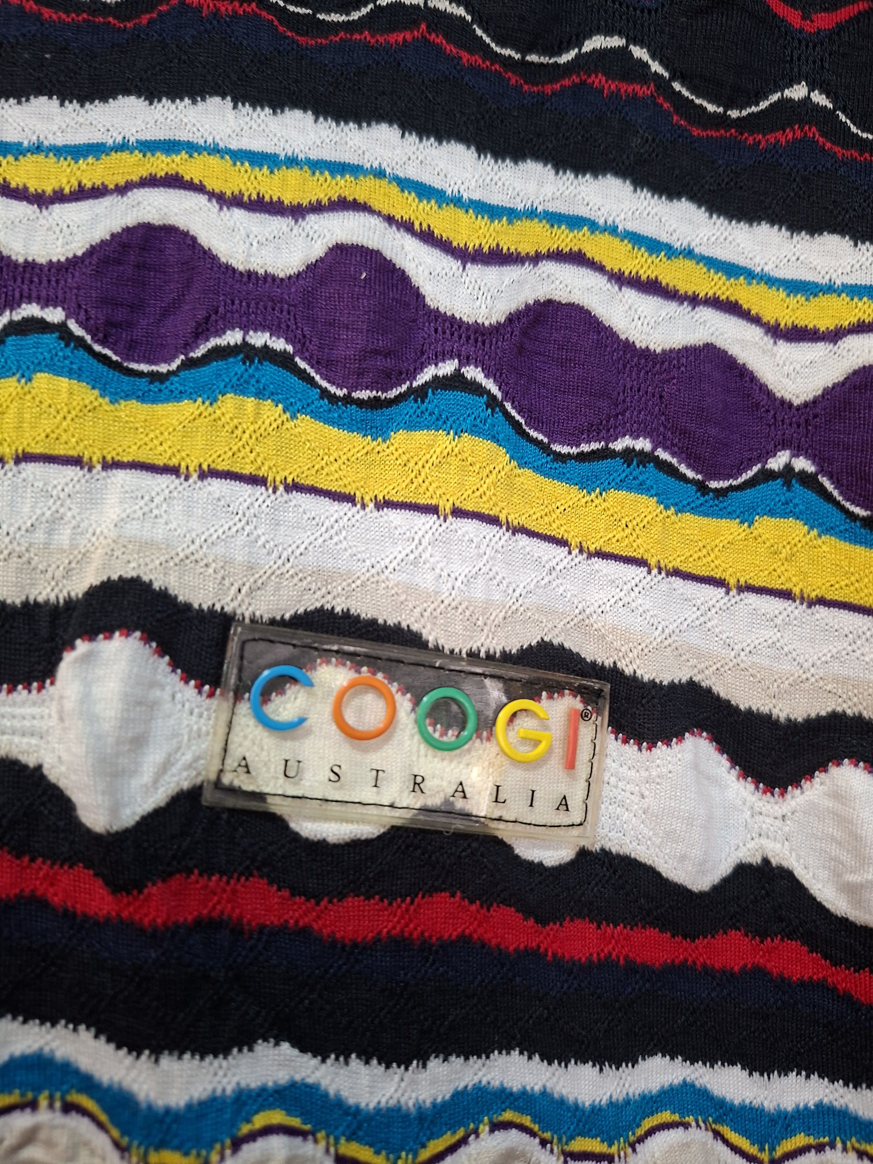 Coogi 90'S COOGI WAVY STRIPED PATTERN KNIT SHORT SLEEVE TEE Size US M / EU 48-50 / 2 - 4 Thumbnail
