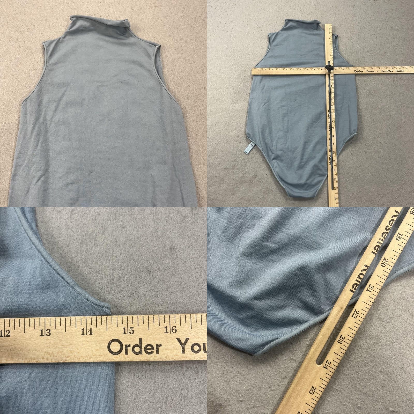 SKIMS Skims Bodysuit Womens 2X Blue One Piece Sleeveless Mockneck Snaps Thong Jersey Nylon Spandex Plus Size Size XXL / US 16-18 / IT 52-54 - 8 Thumbnail