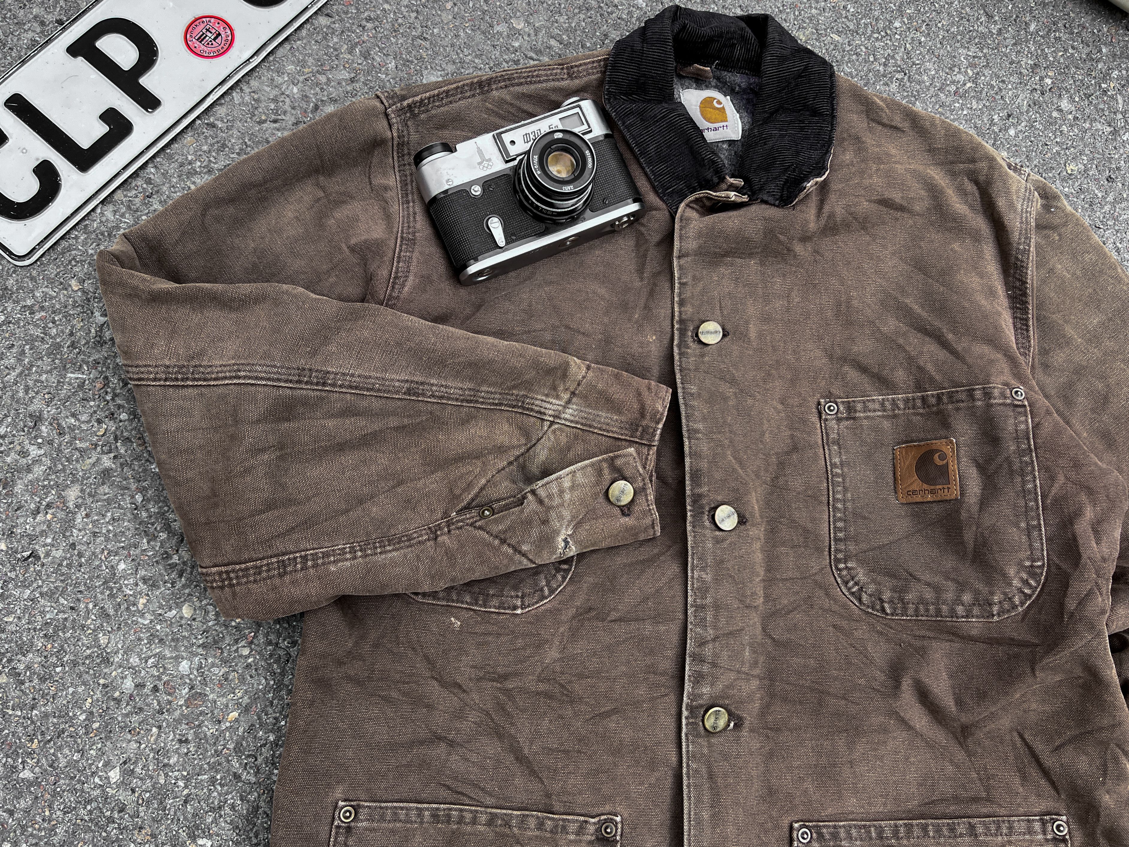 Carhartt 💲RARE💲Vintage Carhartt Chore Jacket Lined Brown M Size Size US M / EU 48-50 / 2 - 3 Thumbnail