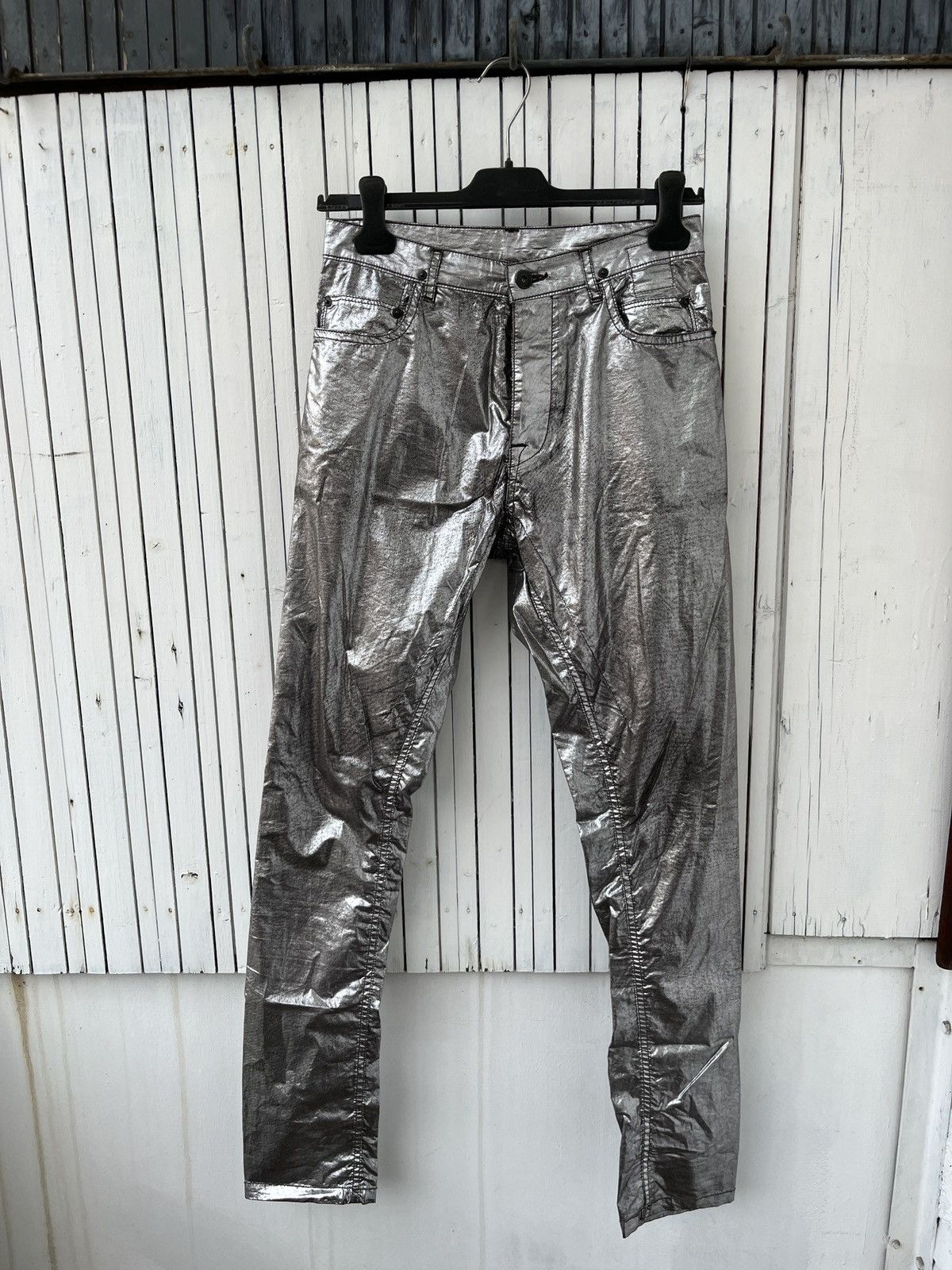 image of Rick Owens Drkshdw Silver Torrence Cut Trousers, Men's (Size 26)
