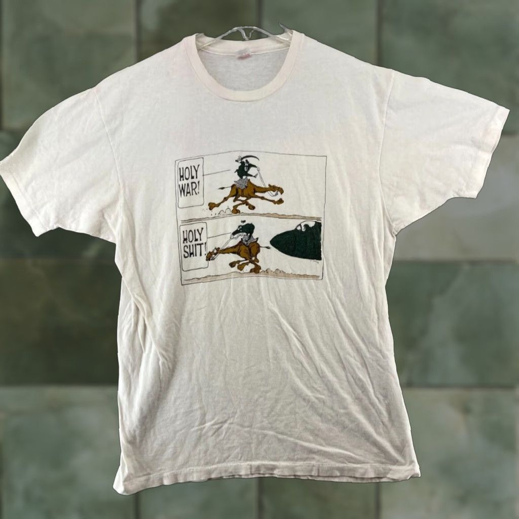 Hanes Mens War TShirt XL White Map Camel Plane USA MADE Holy War Size US XL / EU 56 / 4 - 1 Thumbnail
