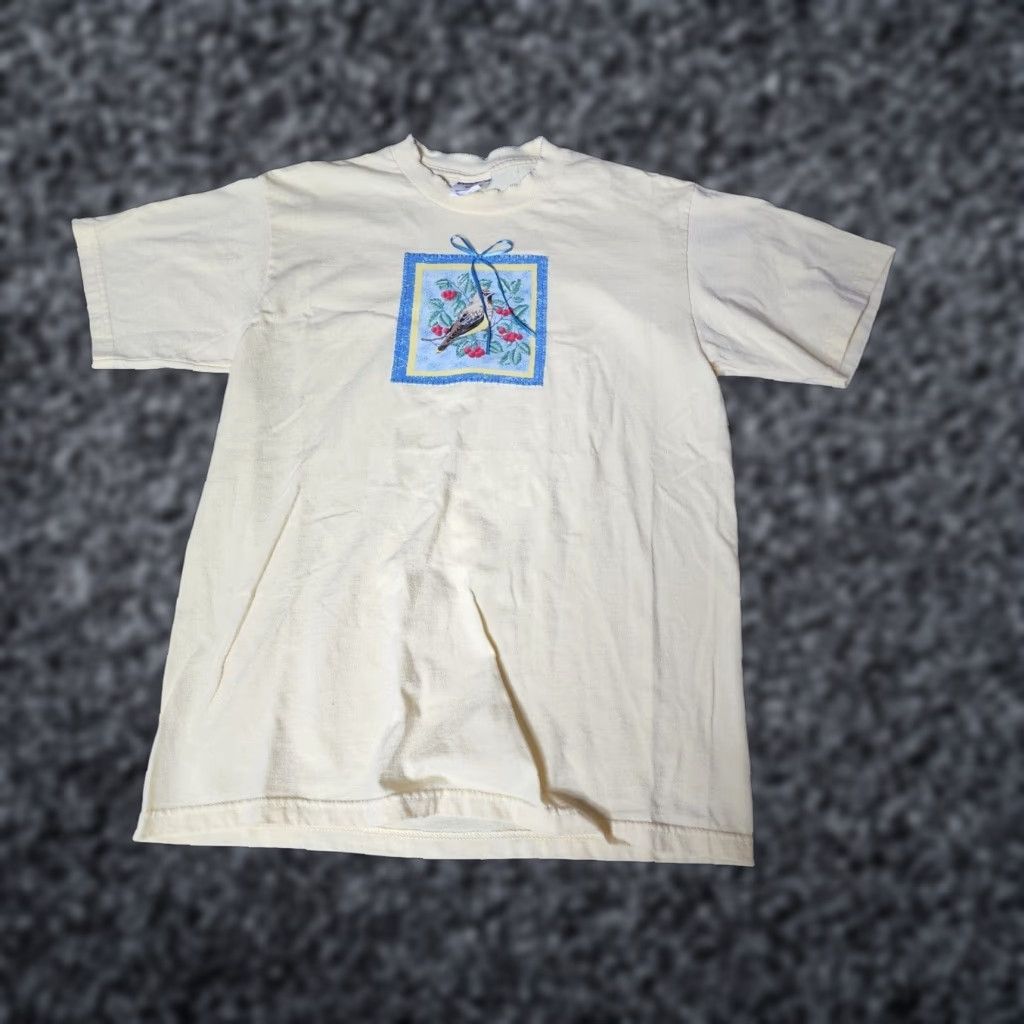 Fruit Of The Loom VINTAGE 90s Fruit of the Loom Yellow Patchwork T-Shirt M Casual Arts & Crafts Womens Size M / US 6-8 / IT 42-44 - 1 Thumbnail