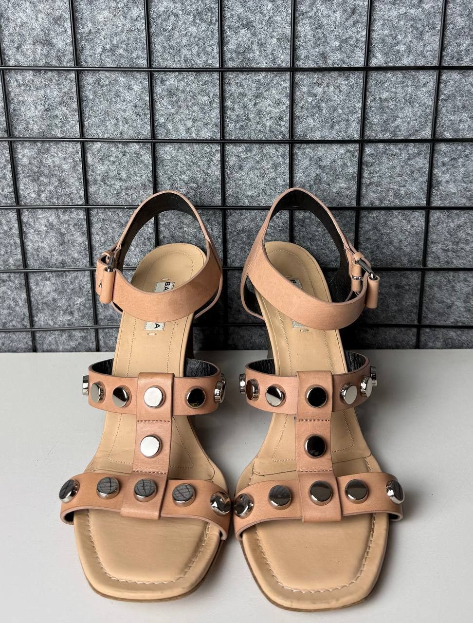 Balenciaga Balenciaga Pale Pink Leather Studs Sandals Wedge Shoes Size US 8 / IT 38 - 2 Thumbnail