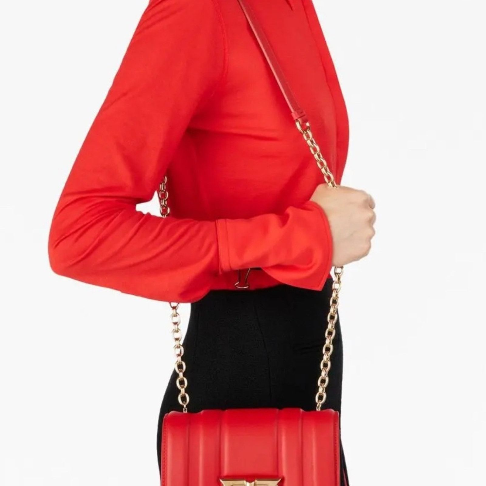 Salvatore Ferragamo Ferragamo Gancini Mini Leather Shoulder Bag, Red Size ONE SIZE - 2 Thumbnail