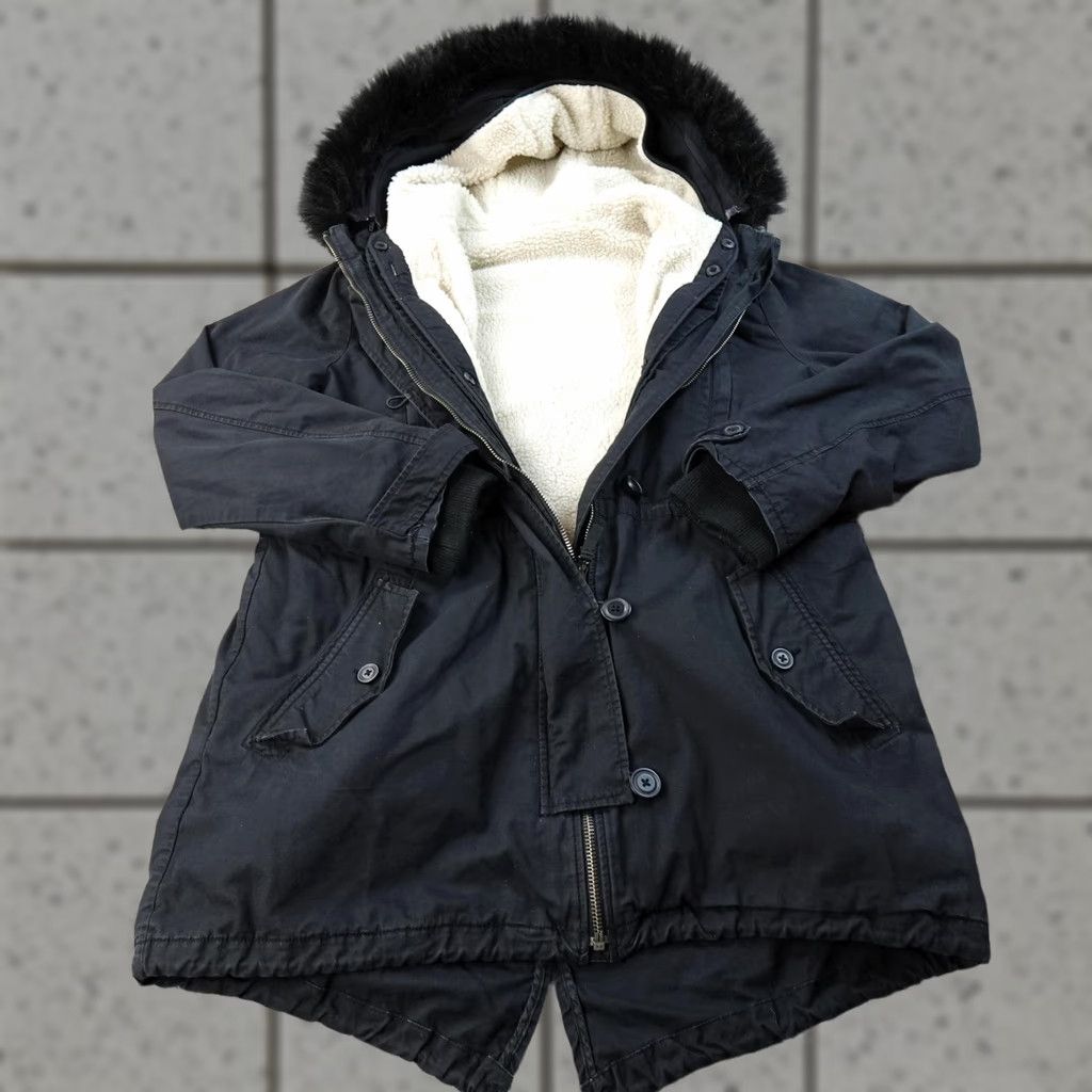 Gap VINTAGE Gap Coat Womens L Black Lined Military Fishtail Parka Faux Fur Hood Jacket Warm Size L / US 10 / IT 46 - 1 Thumbnail