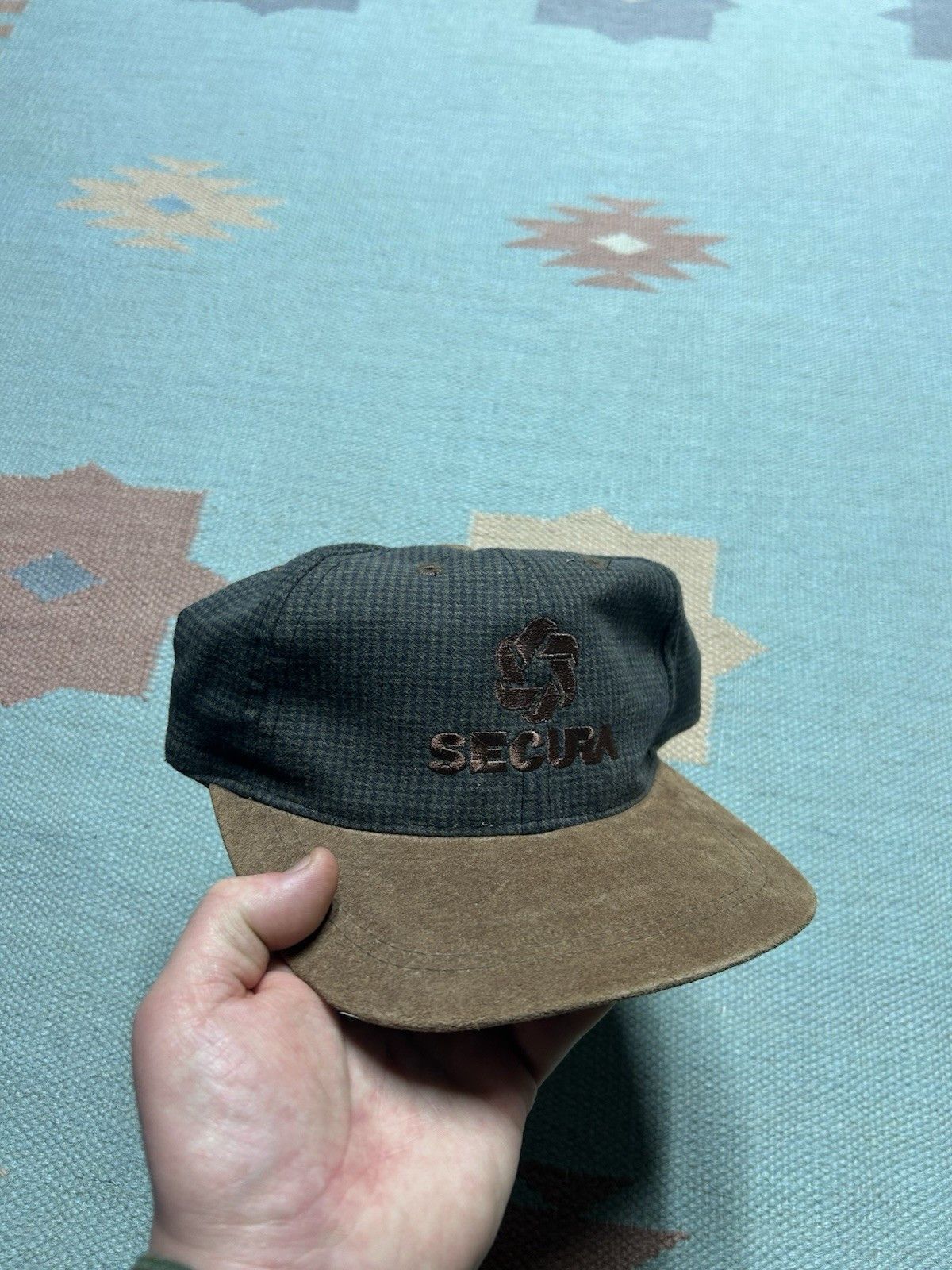Vintage Vtg strapback hat Secura insurance houndstooth suede bill Size ONE SIZE - 1 Thumbnail