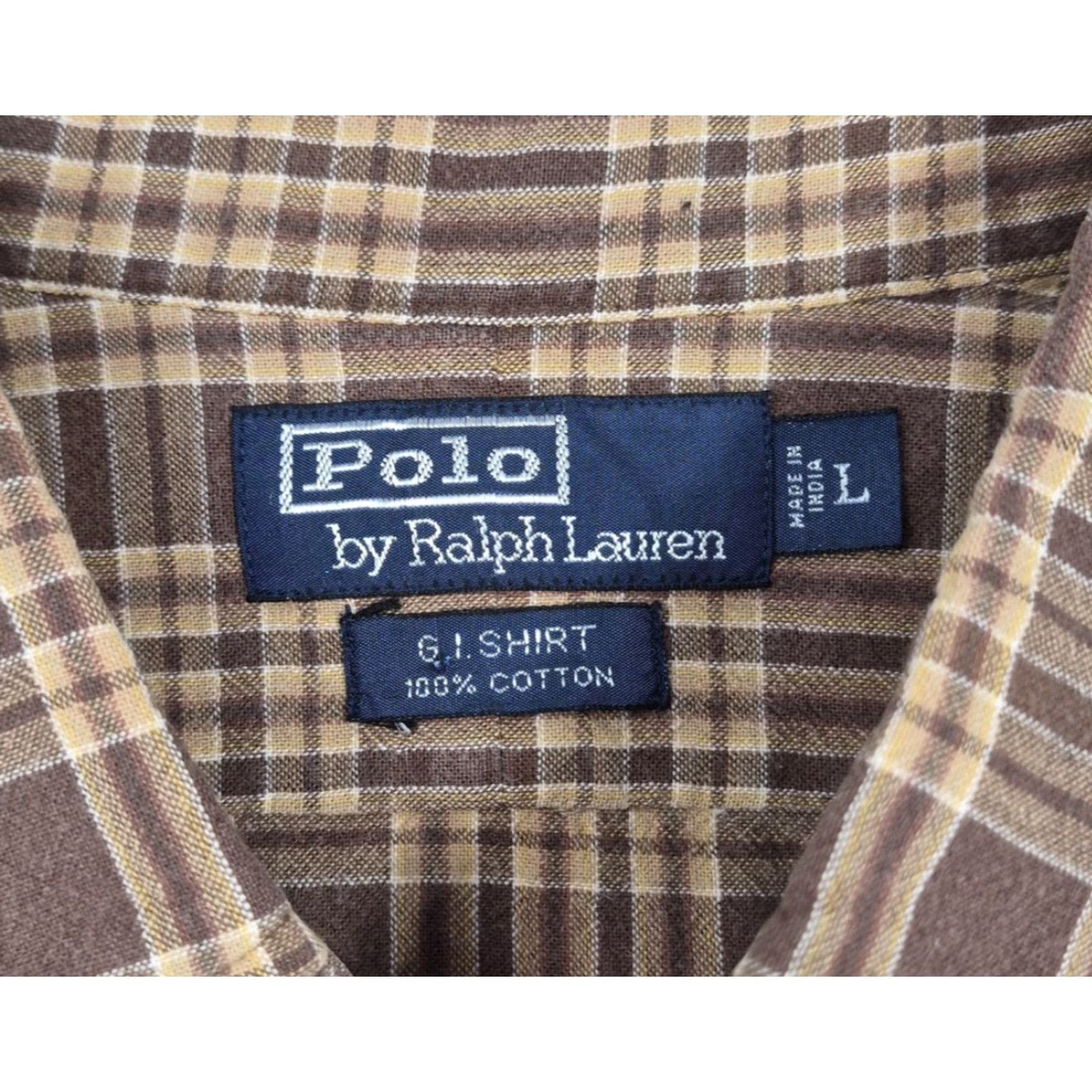 Polo Ralph Lauren Polo Ralph Lauren GI Shirt Mens Large Button-Up Brown Plaid Long Sleeve Vintage Size US L / EU 52-54 / 3 - 5 Thumbnail