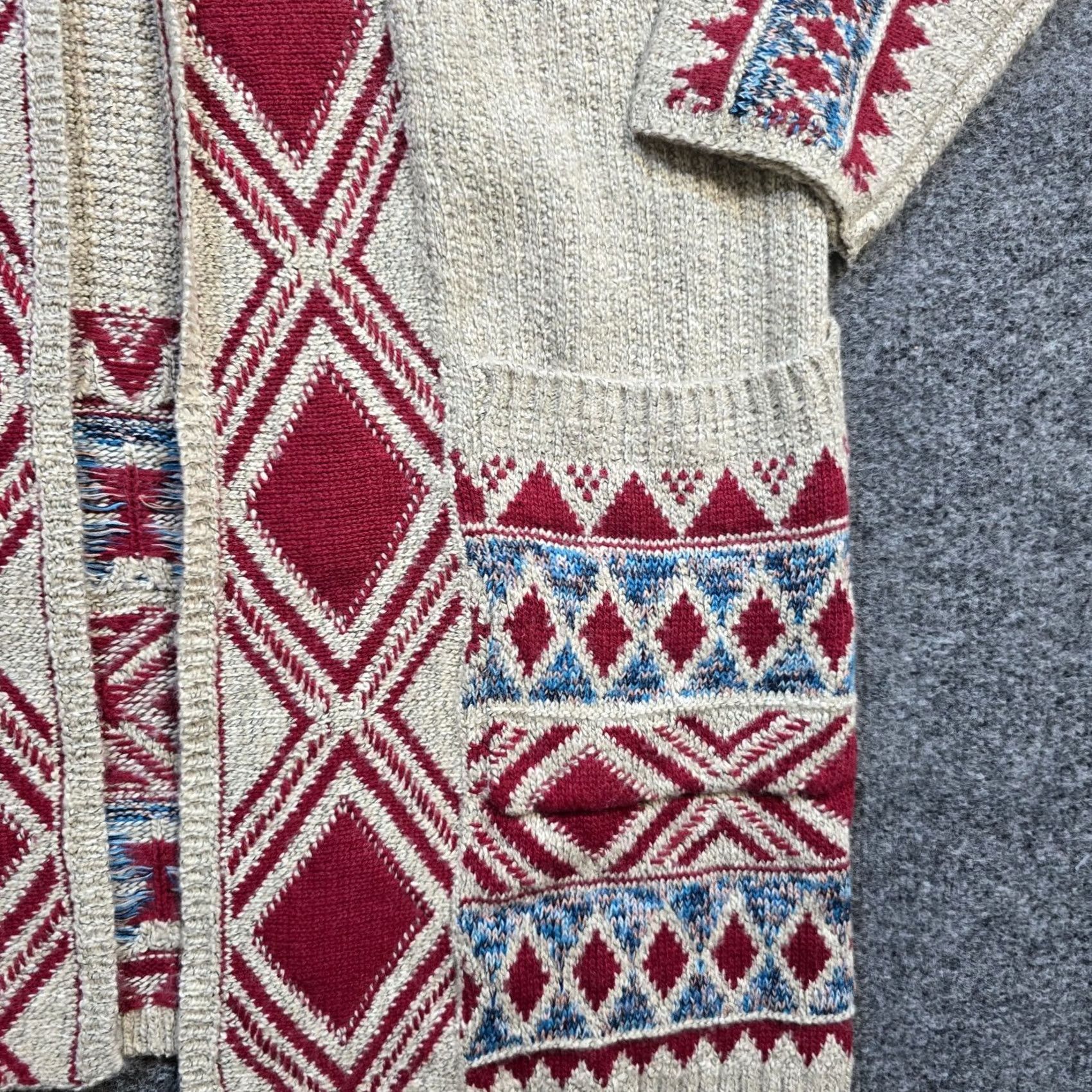Lucky Brand Lucky Brand Cardigan Women M Beige Red Aztec Western Hooded Open Front Pockets Geometric Knit Winter Fall Spring Sweater Clothes Shirt? Size M / US 6-8 / IT 42-44 - 5 Thumbnail