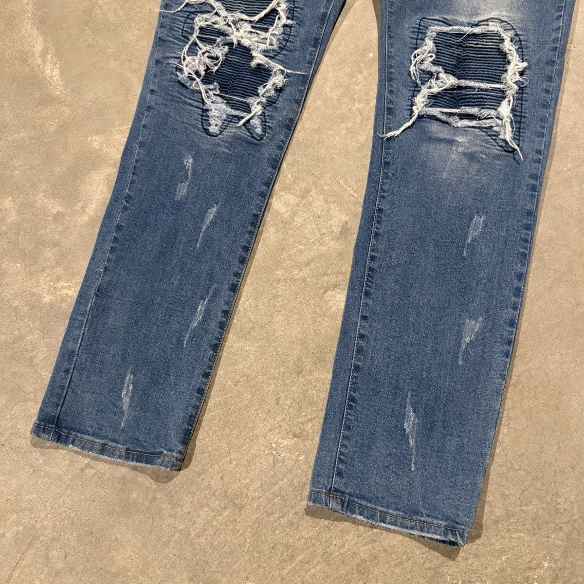 Amiri Amiri MX1 Thrasher Leather Biker Patch Faded Slim Jeans Size US 40 / EU 56 - 3 Thumbnail