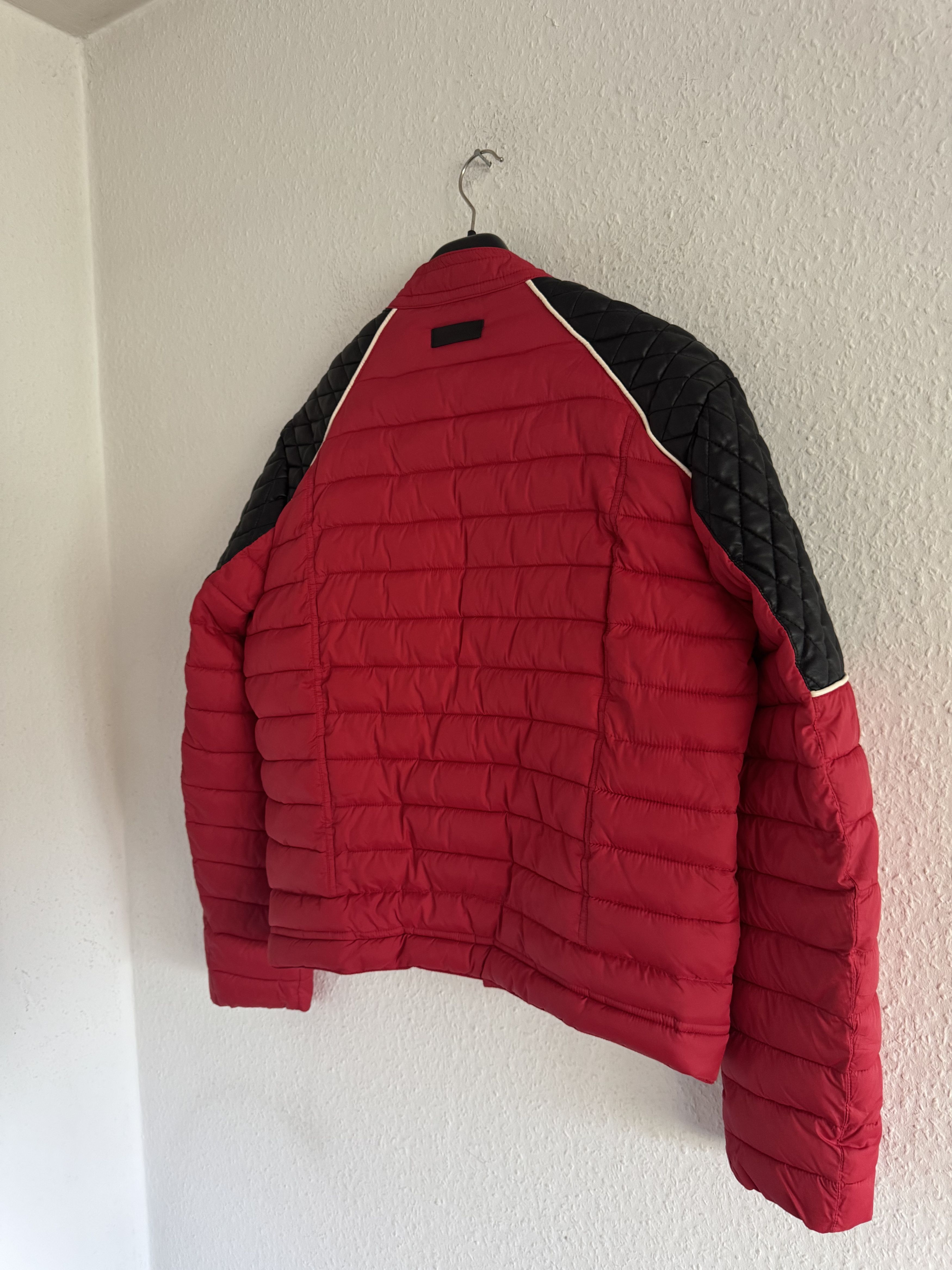 Just Cavalli Quilted Biker Down Jacket With Leather Shoulders Size US XL / EU 56 / 4 - 13 Thumbnail