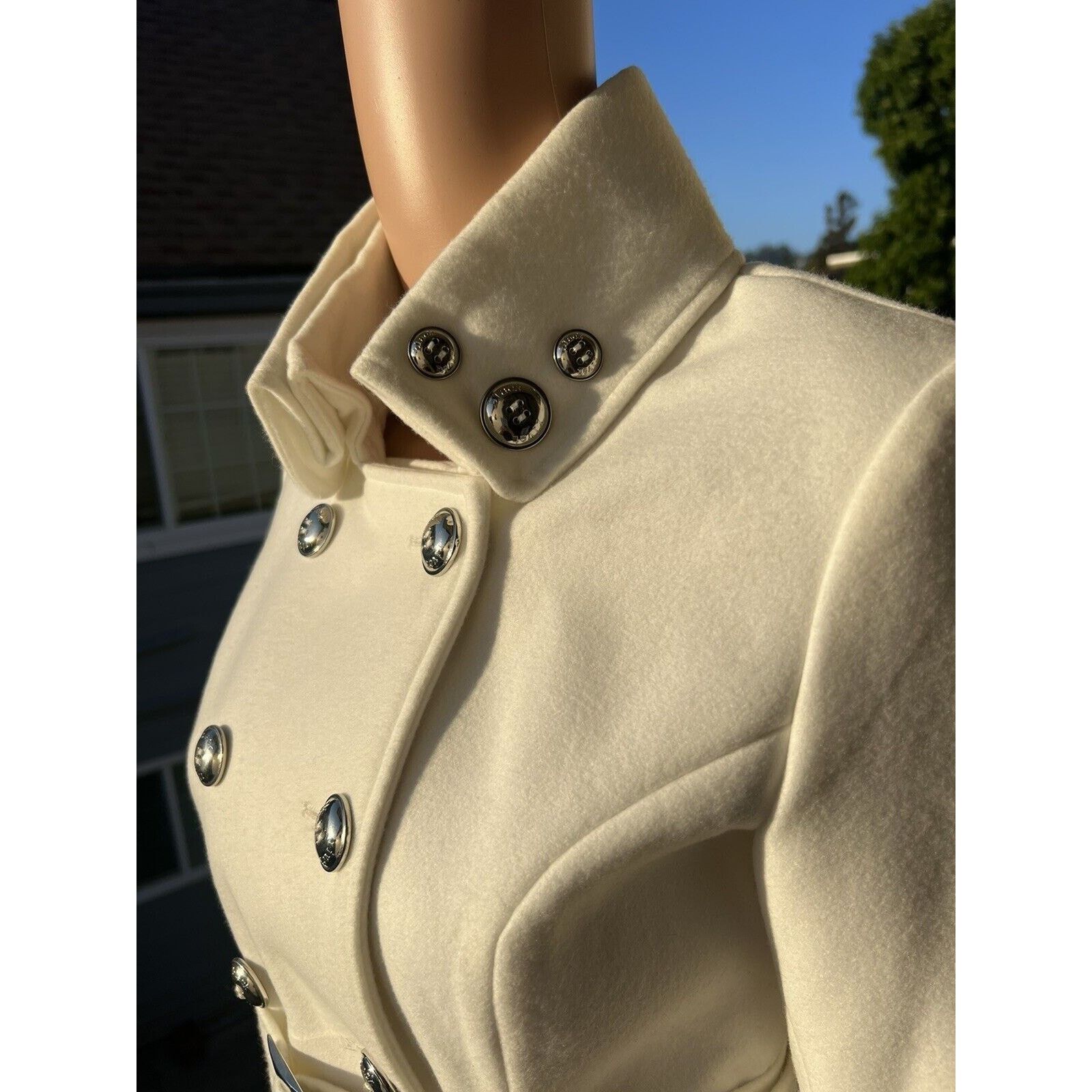 Black Rivet Black Rivet Women’s White Pea Coat Belted Buttons Xs Size XS / US 0-2 / IT 36-38 - 5 Thumbnail