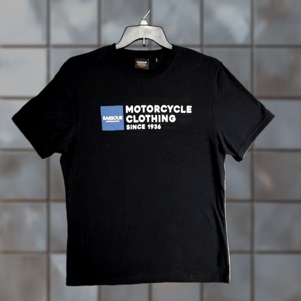 BARBOUR Short Sleeve Graphic Print T-Shirt Adult Large Black Mens