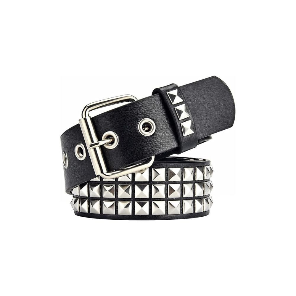Other Punk Studded Belt Metal Pyramid Rivet Unisex Streetwear Belt Size ONE SIZE - 2 Thumbnail