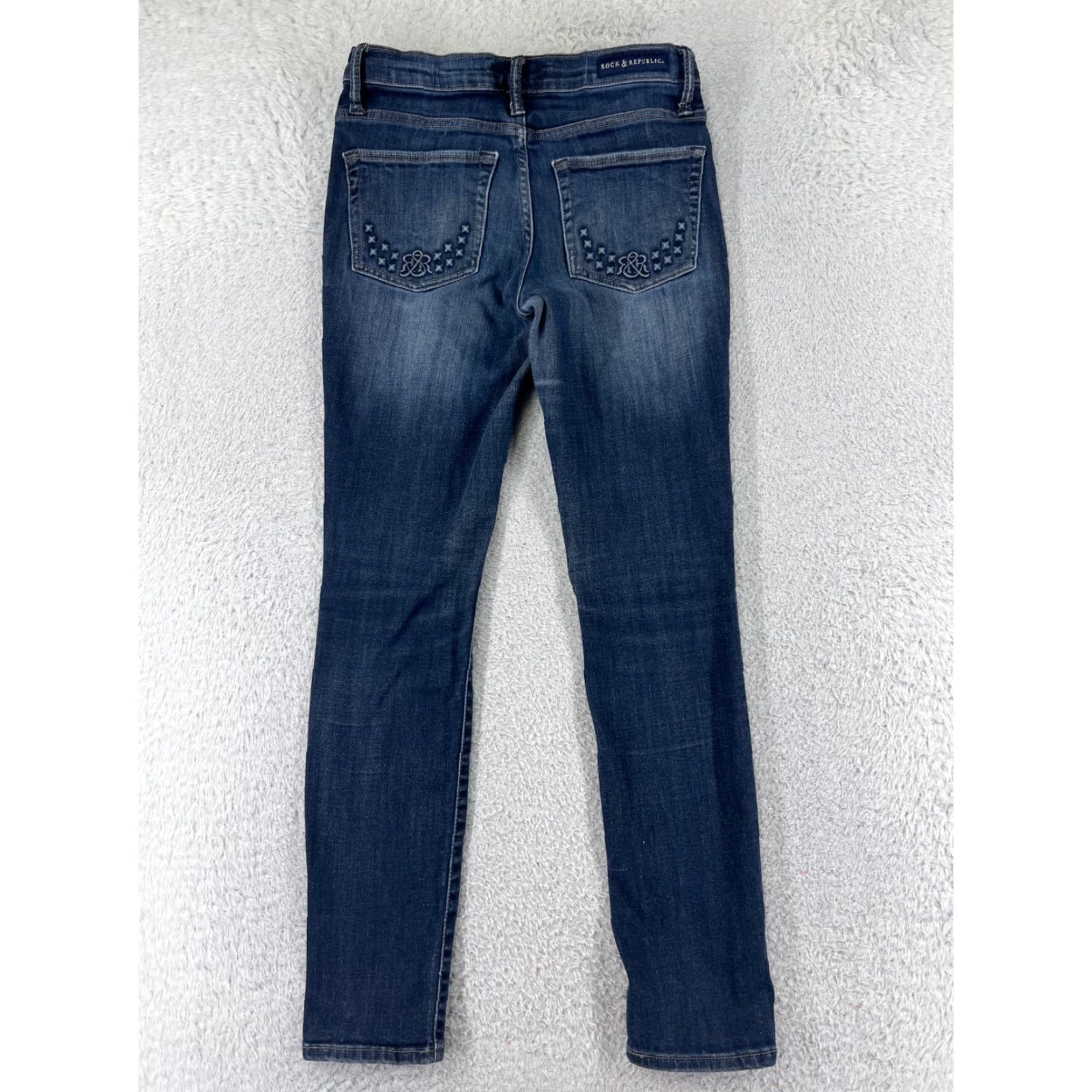 Vintage Rock & Republic Jeans Womens Regular 29 Black Denim 5-Pocket Straight Mid Rise Size 29" - 2 Thumbnail