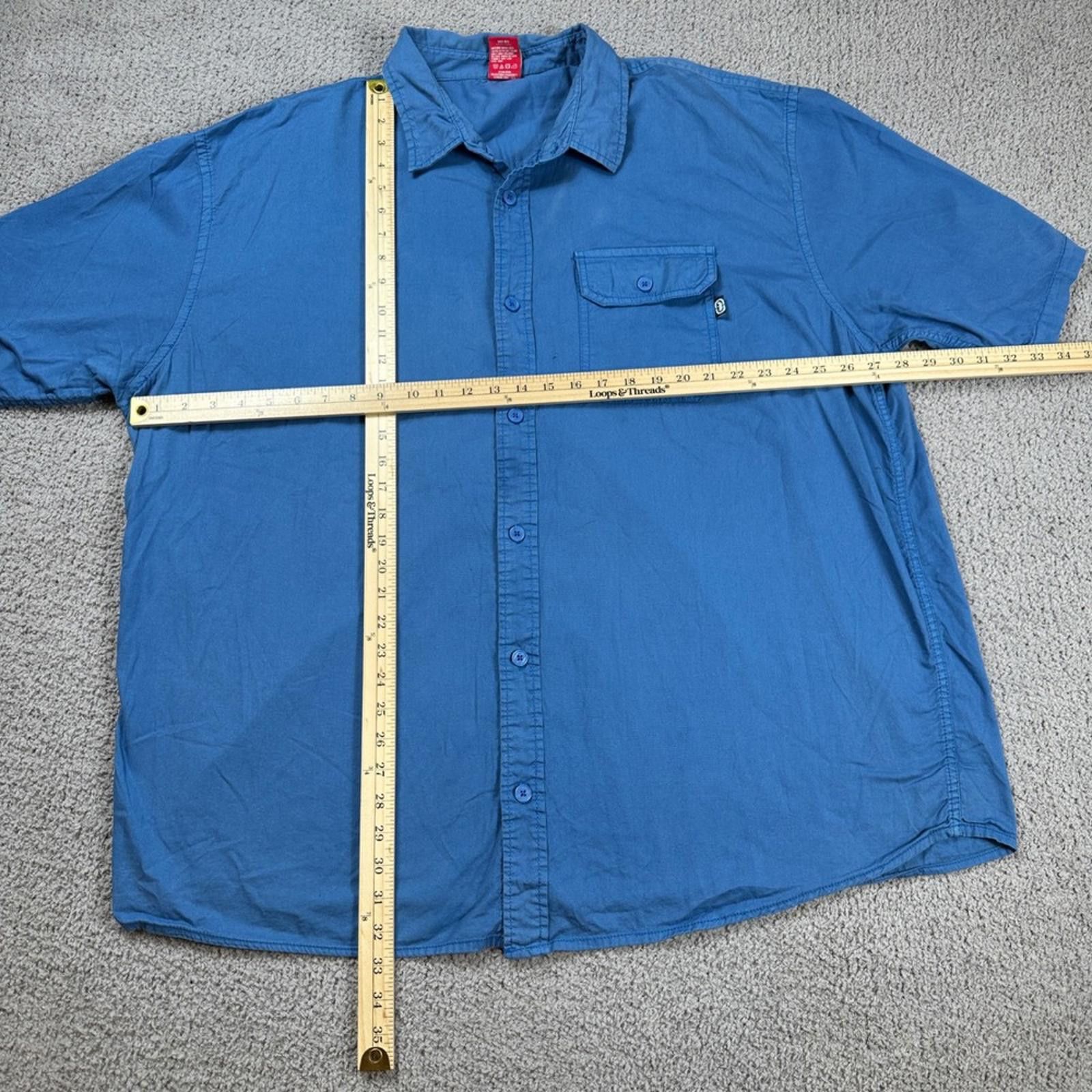 Ecko Unltd. Ecko Unltd Mens 4XB Blue Short Sleeve Button Up Shirt Pocket Size US XXL / EU 58 / 5 - 2 Thumbnail
