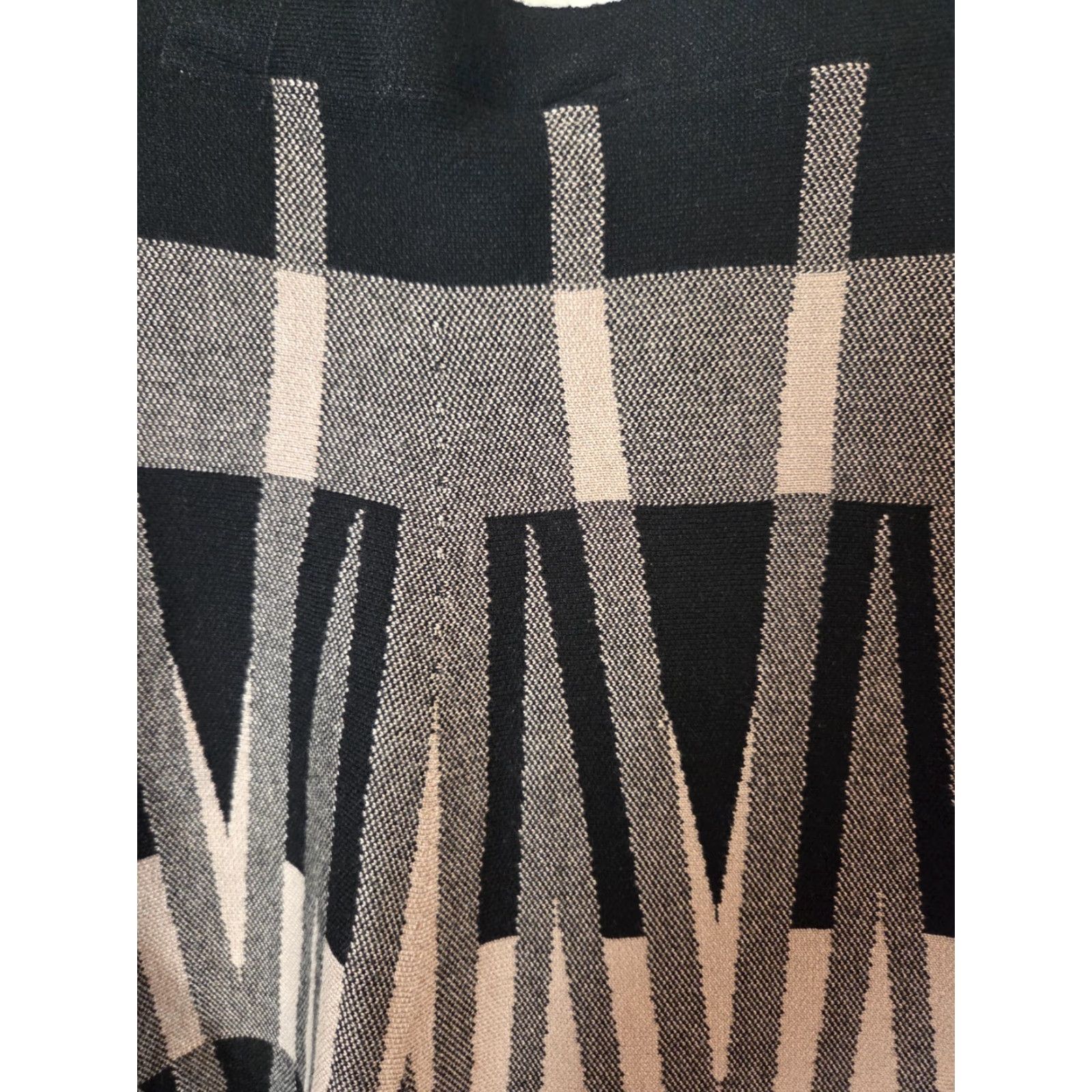 Vintage NWT Vila Milano Black Tan Khaki Geometric Pattern A Line Skirt Size L Size 36" / US 14 / IT 50 - 2 Thumbnail