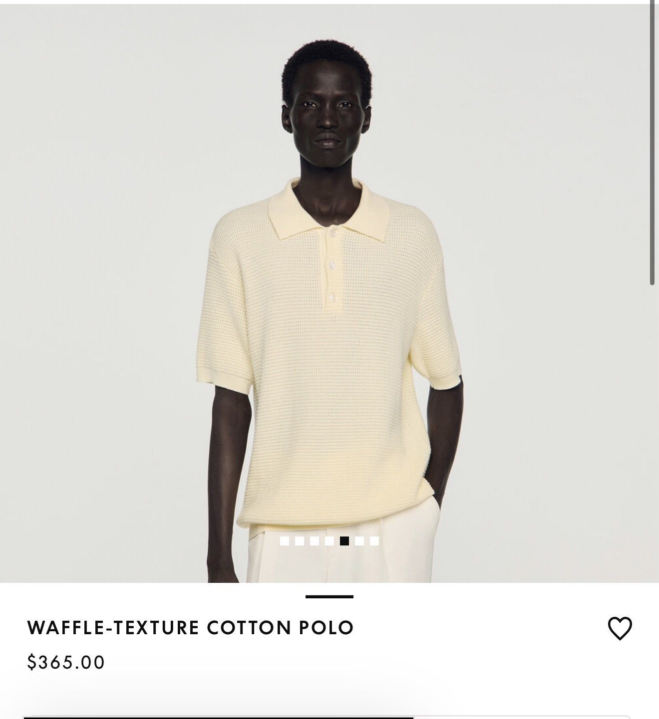 Sandro Short-sleeved waffle-effect polo shirt beige/sand Size US M / EU 48-50 / 2 - 1 Thumbnail