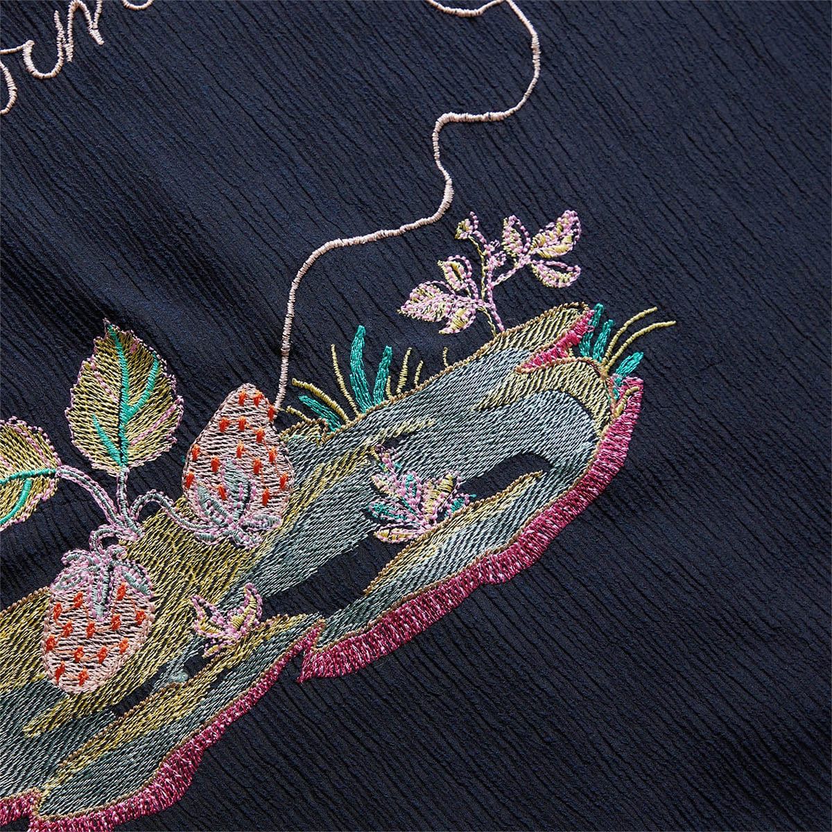 Sky High Farm Workwear Navy Blue Strawberry Embroidered Woven Shirt Size US XL / EU 56 / 4 - 9 Thumbnail
