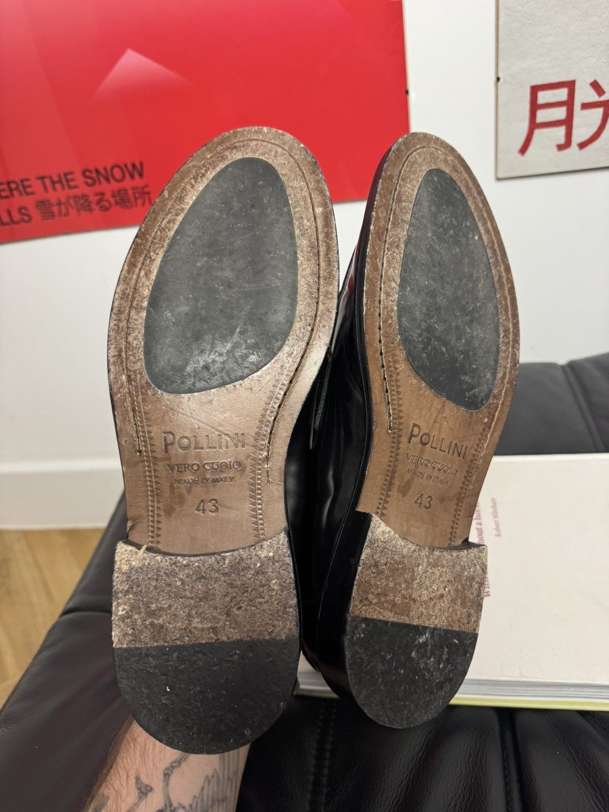 Pollini Black High Quality Leather Loafers Vintage Y2k Italy Hype Size US 9.5 / EU 42-43 - 8 Thumbnail