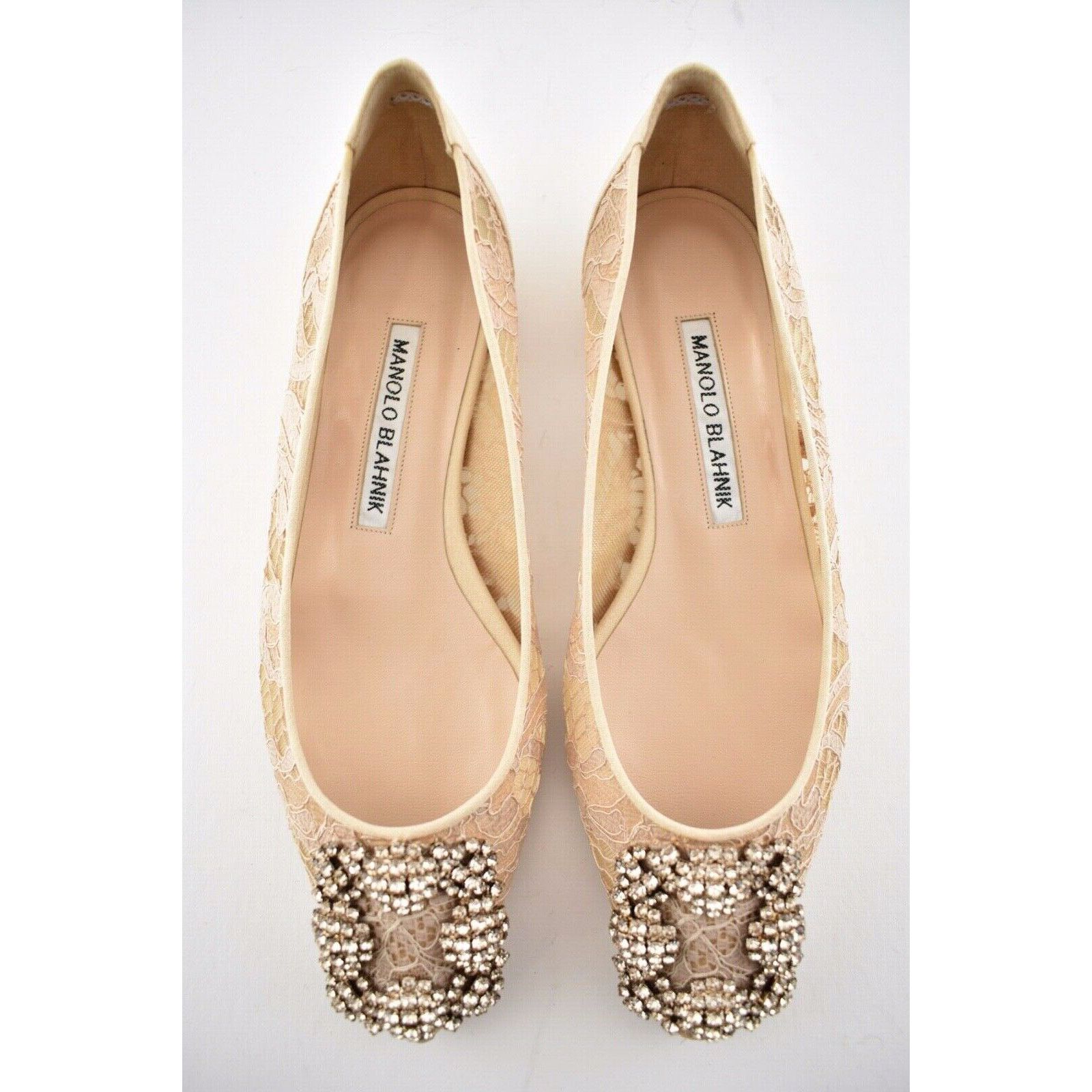 Manolo Blahnik Hangisi Flat Lace Crystal Jewel Buckle Ballerina Ballet 35 Size US 5 / IT 35 - 8 Thumbnail