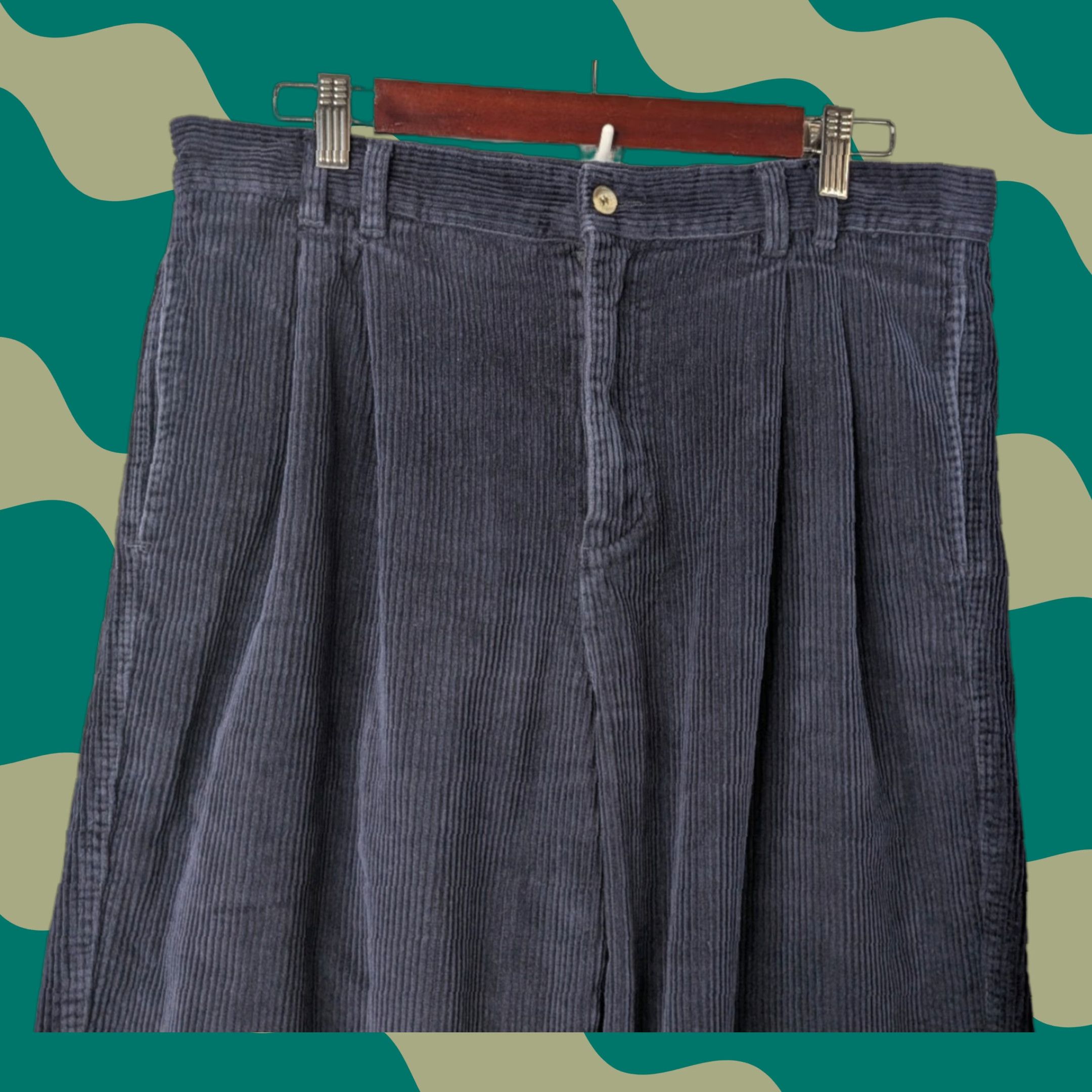 VINTAGE Ralph Lauren Chaps Navy Baggy Pleated Cuffed Corduroy Pants 34x32 Shirt?
