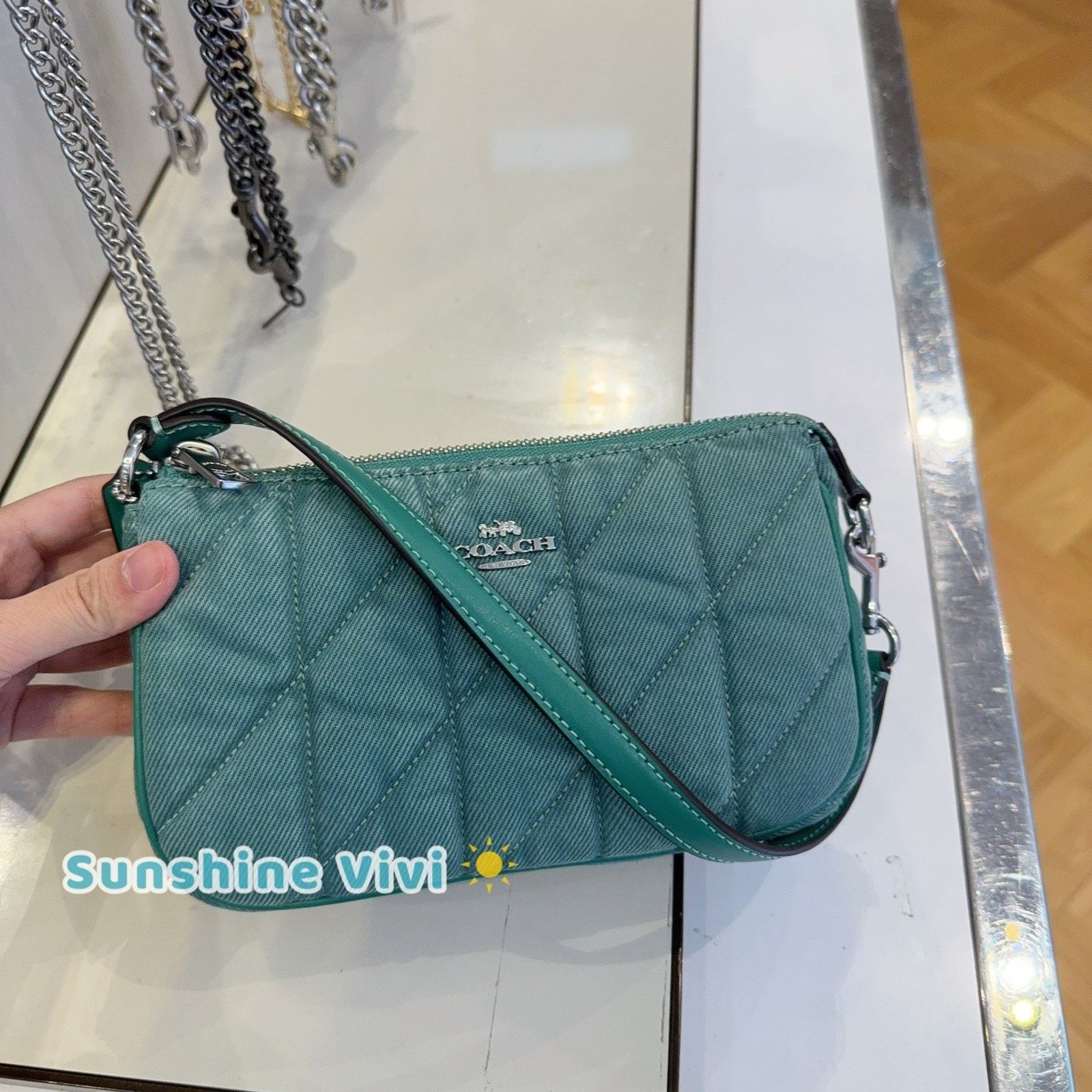 Coach NWT Coach Nolita 19 CBK58 Denim and smooth leather Ivy/Green Size ONE SIZE - 4 Thumbnail