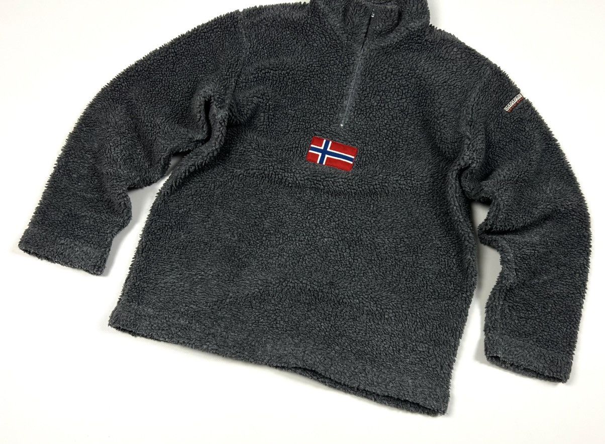 Napapijri × Vintage Vintage Napapijri Grey Casual 1/4 Zip Sherpa Jacket Size M Size US M / EU 48-50 / 2 - 8 Thumbnail