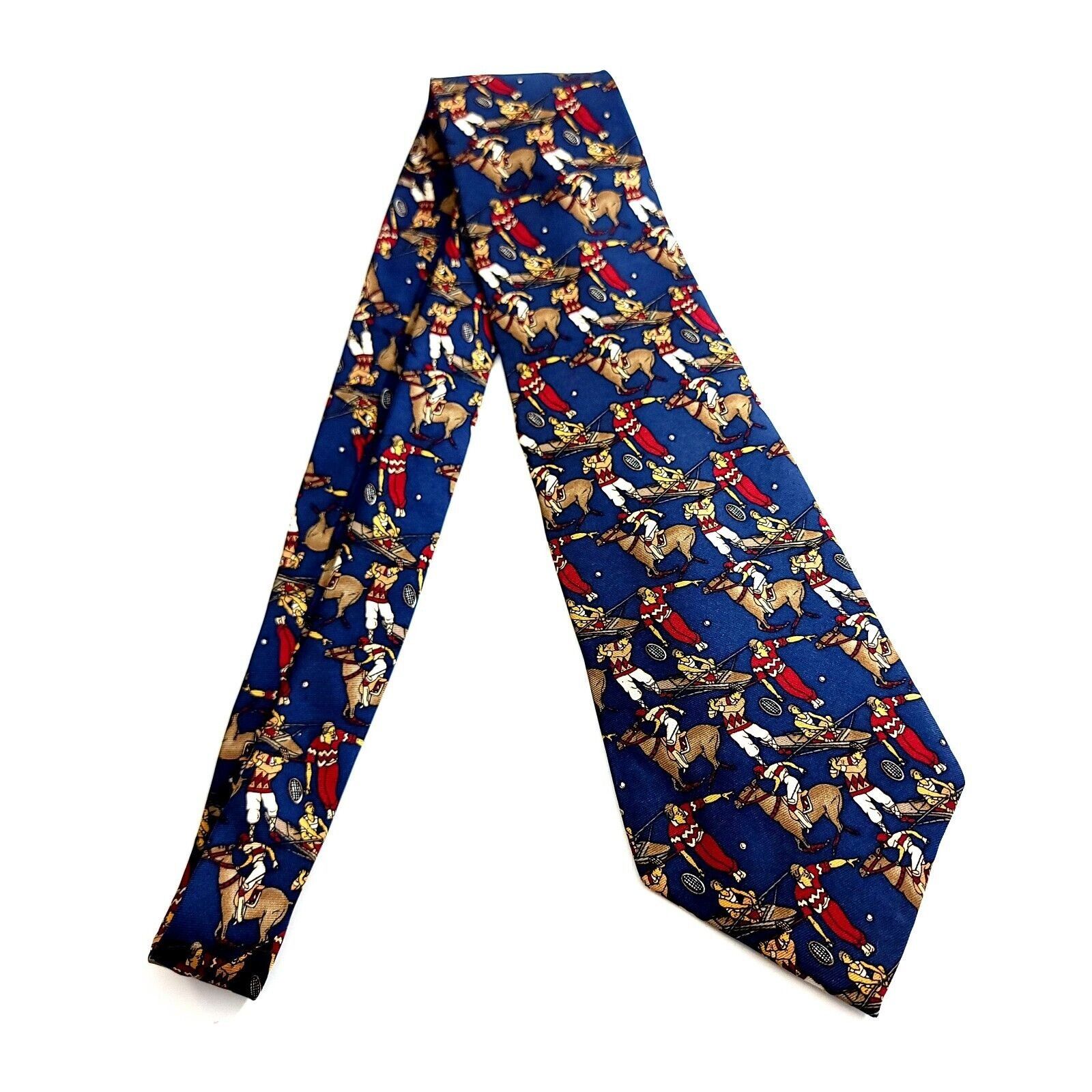 Pierre Cardin Pierre Cardin Blue Jockey Novelty Print Wide Silk Tie Size ONE SIZE - 6 Thumbnail