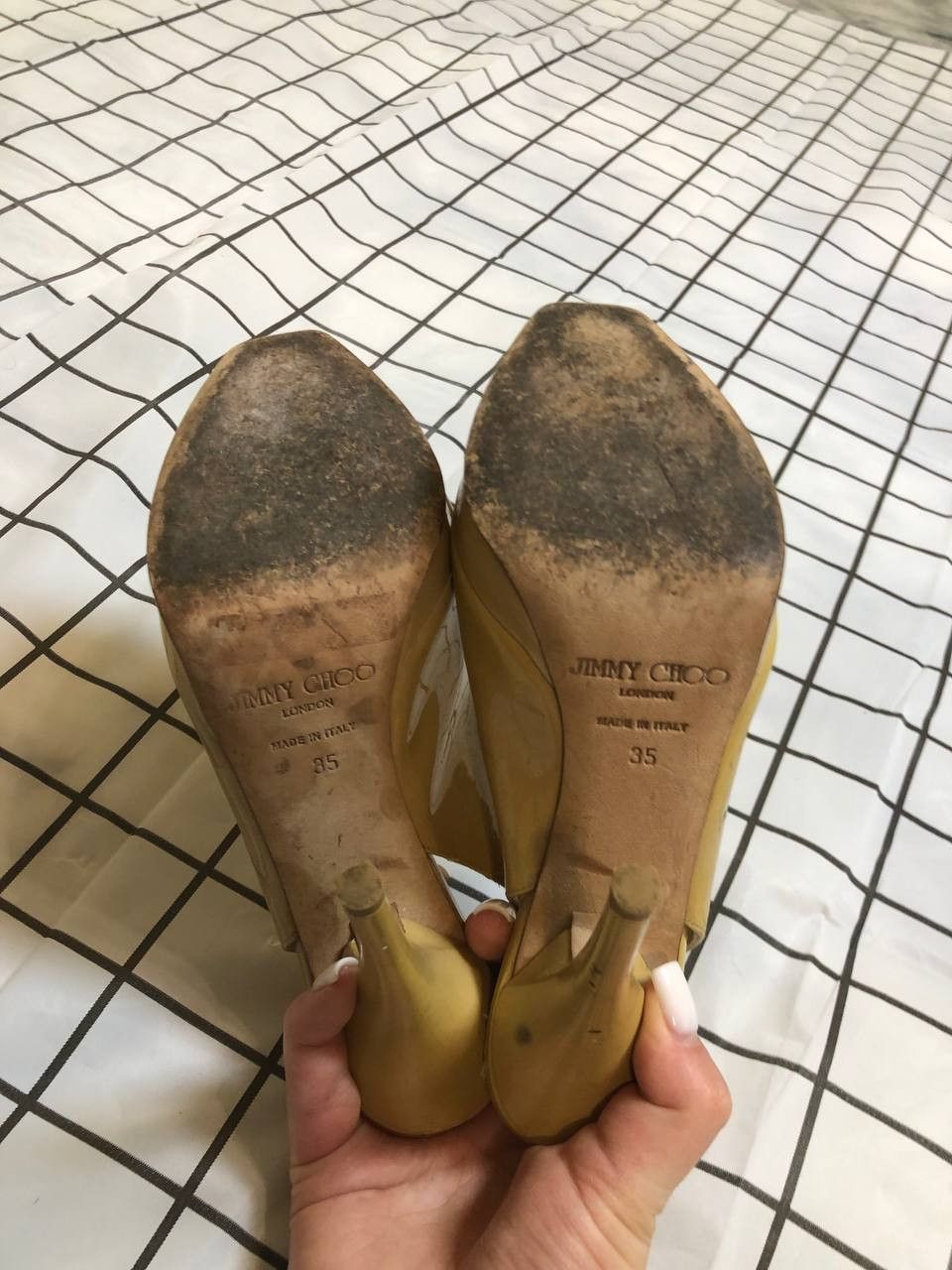 Jimmy Choo Jimmy Choo womens Shoes Yellow Patent Leather Pumps Peep Size US 5 / IT 35 - 15 Thumbnail
