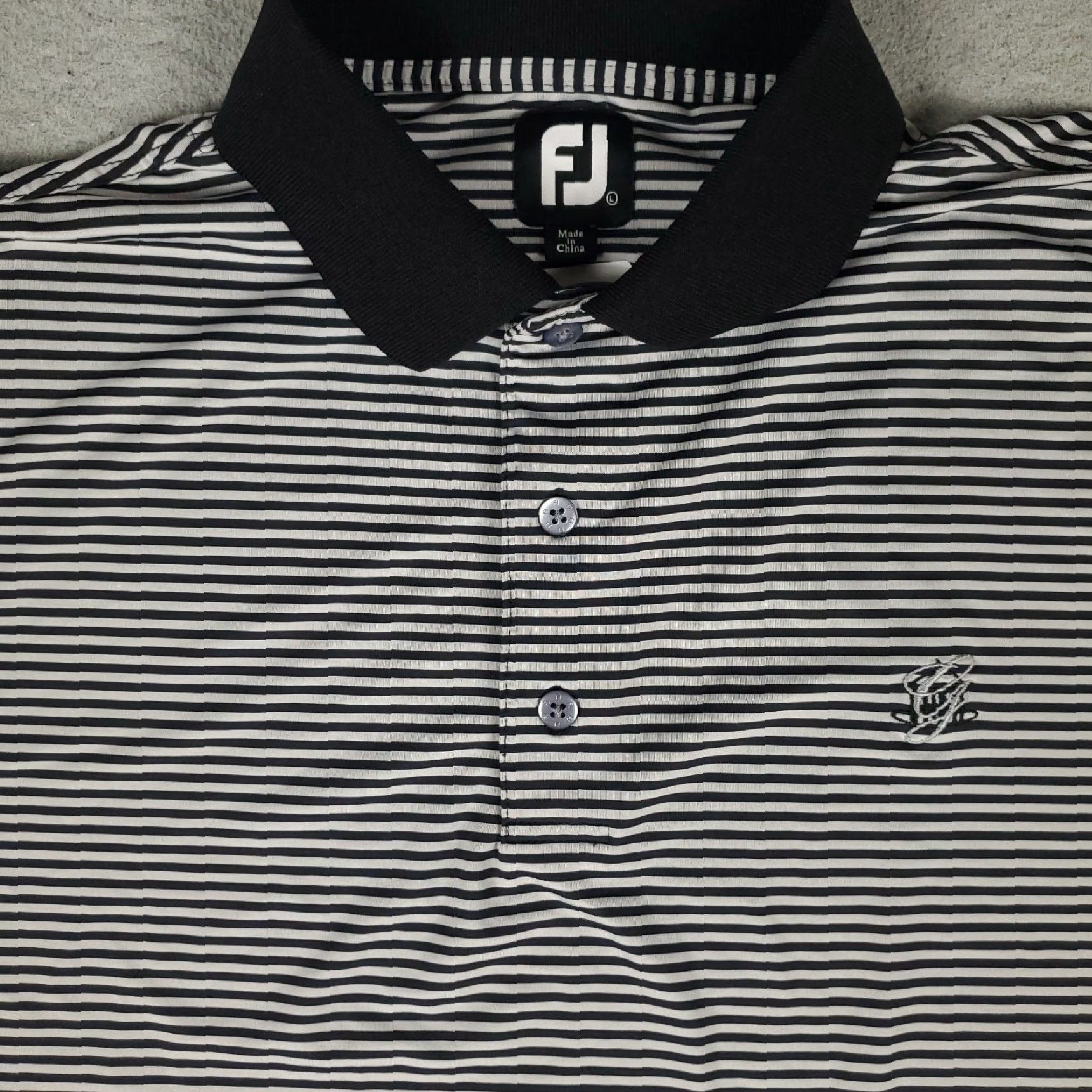 Footjoy FJ Polo Shirt Mens Size L Gray Black Striped Short Sleeve Casual Golf Polo Shirt Size US L / EU 52-54 / 3 - 2 Thumbnail
