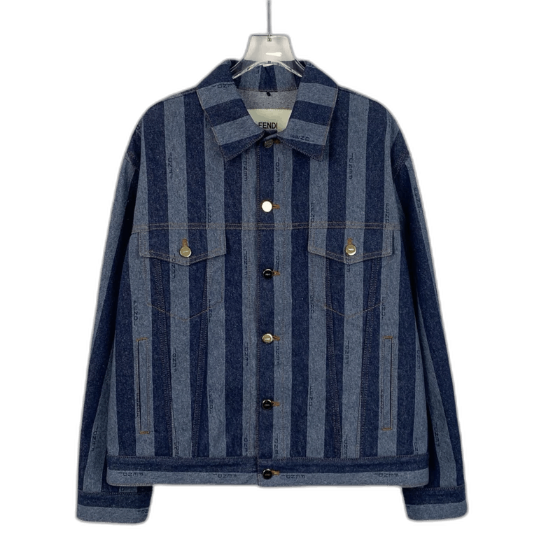 Fendi Fendi Blue Logo Stripe Denim Jacket Size US M / EU 48-50 / 2 - 1 Thumbnail