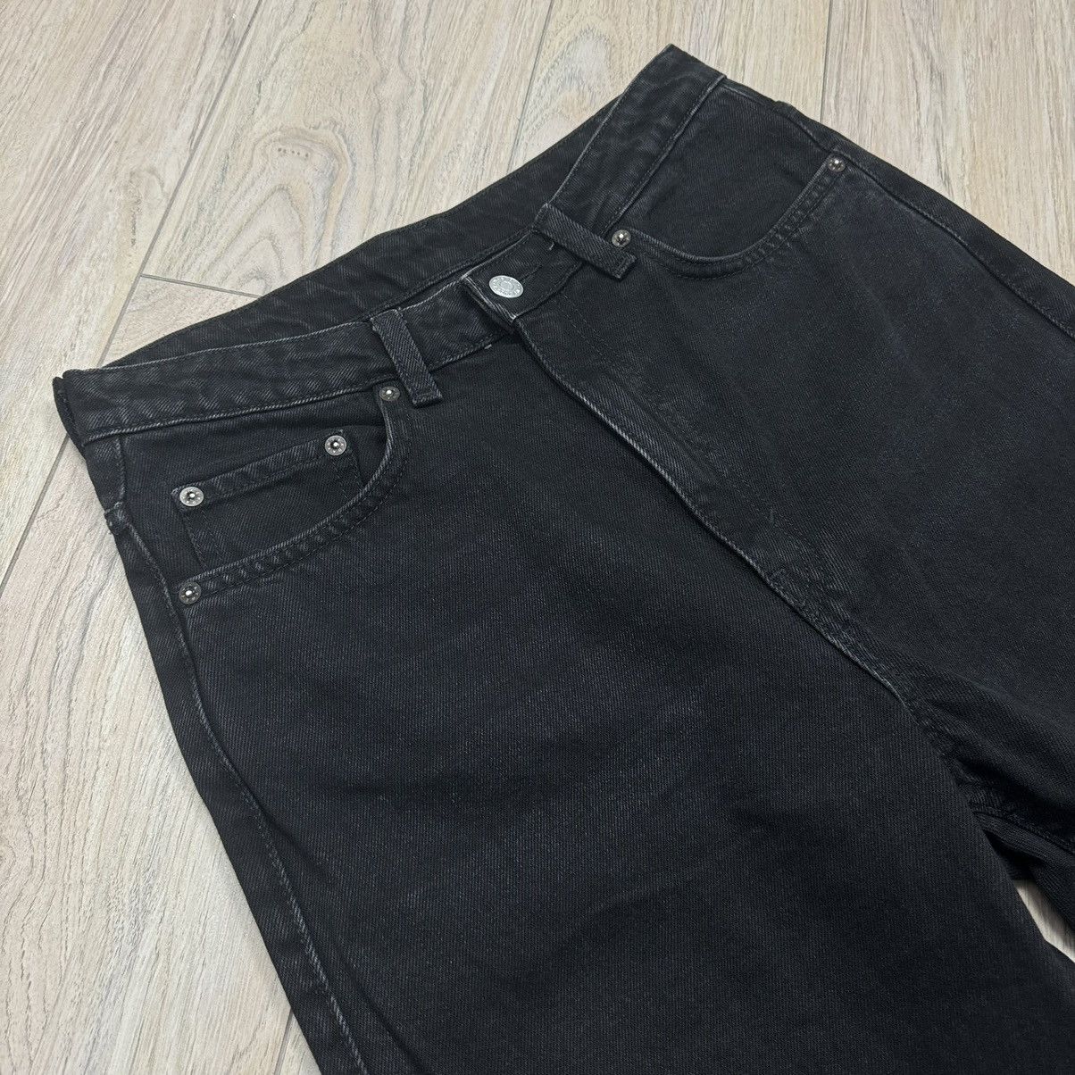 Other Rare Weekday Rowe Extra High Straight Black Denim Jeans Size US 30 / EU 46 - 5 Thumbnail