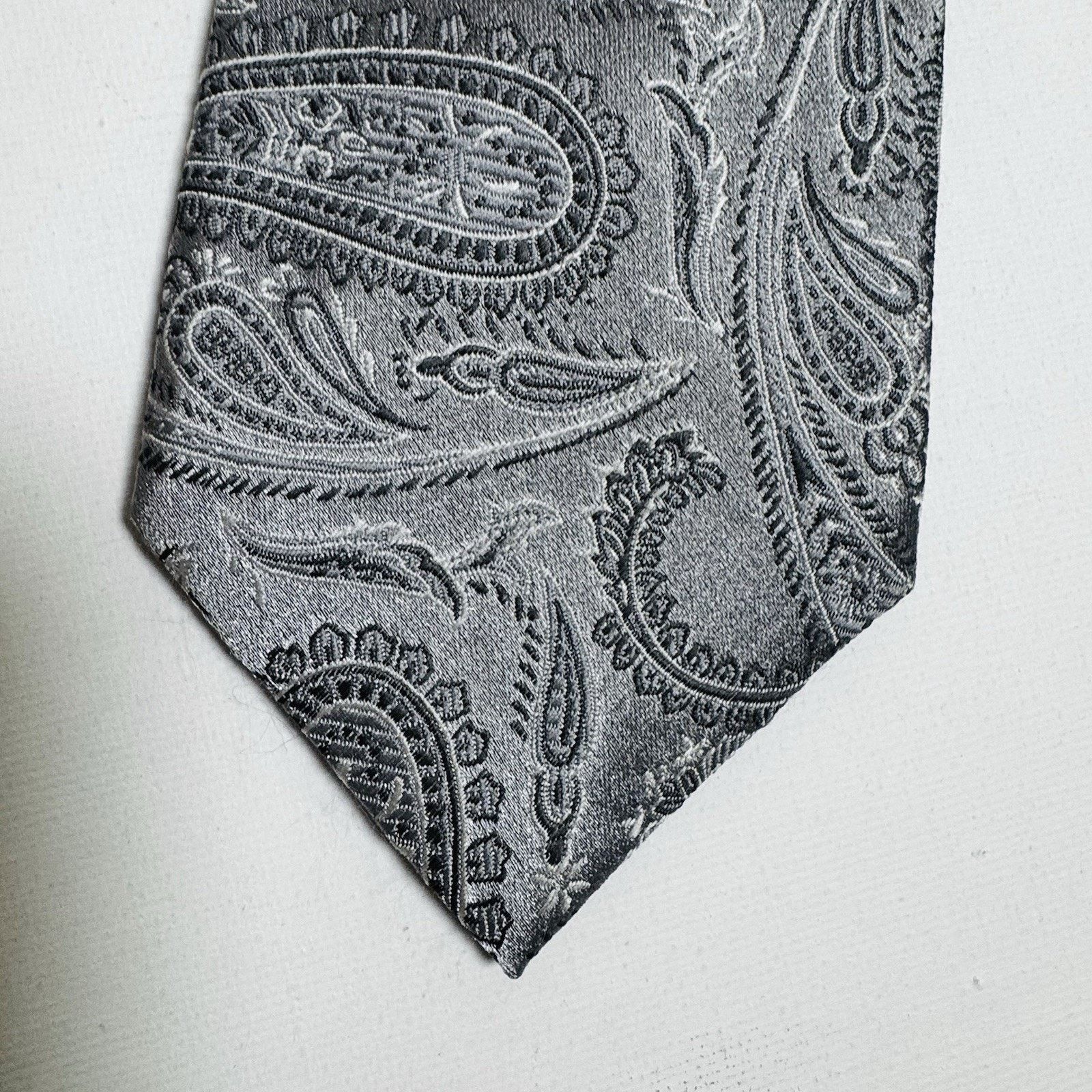 Stafford Stafford Essentials Silver Gray Paisley Silk Tie Size ONE SIZE - 9 Thumbnail