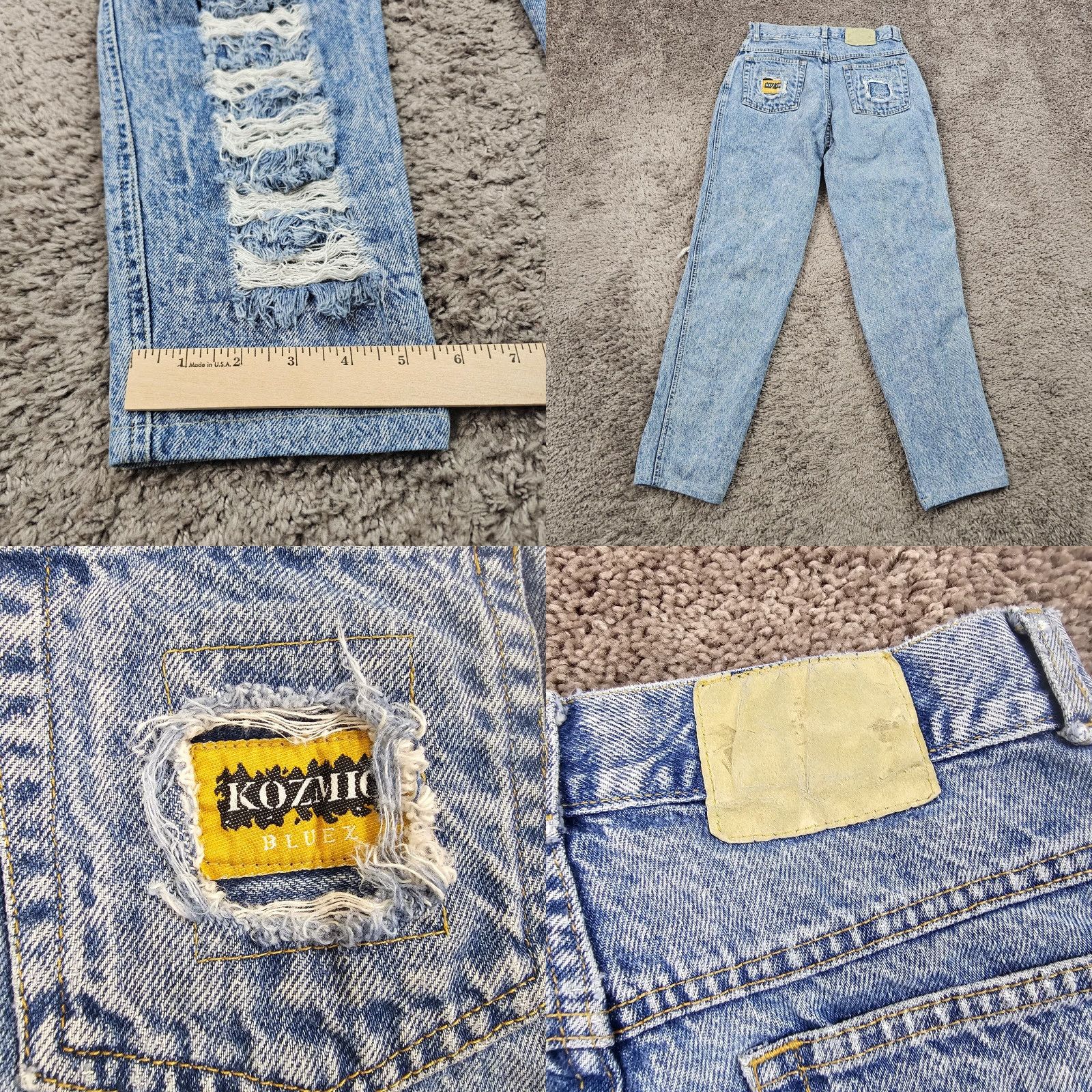 Vintage VINTAGE Kozmic Bluez High Rise Distressed Tapered Jeans Womens 29x28 Blue 90s Size 29" - 8 Thumbnail