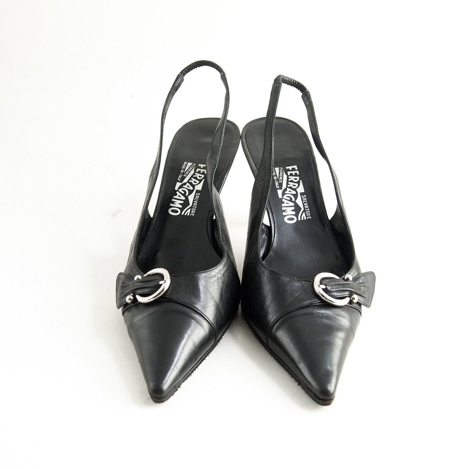 Salvatore Ferragamo Ferragamo Gancio Slingback Sandals Black US 10.5 EU 40.5 C Size US 10.5 / IT 40.5 - 4 Thumbnail