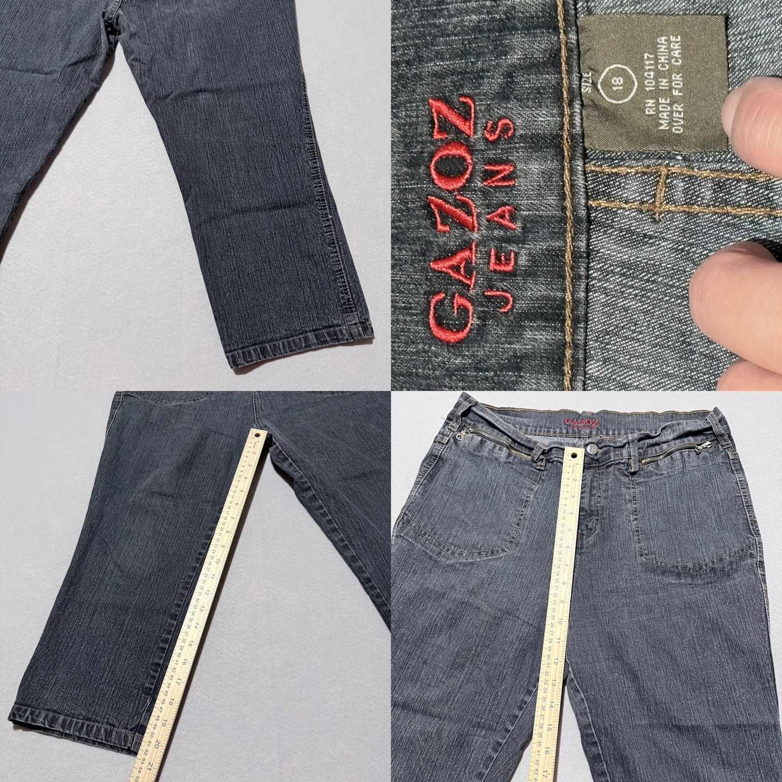 Denime Gazoz Jeans Capri Women's Dark Gray Denim Zip-Pockets High-Rise Slim Fit - 18 Size 40" / US 18 - 8 Thumbnail