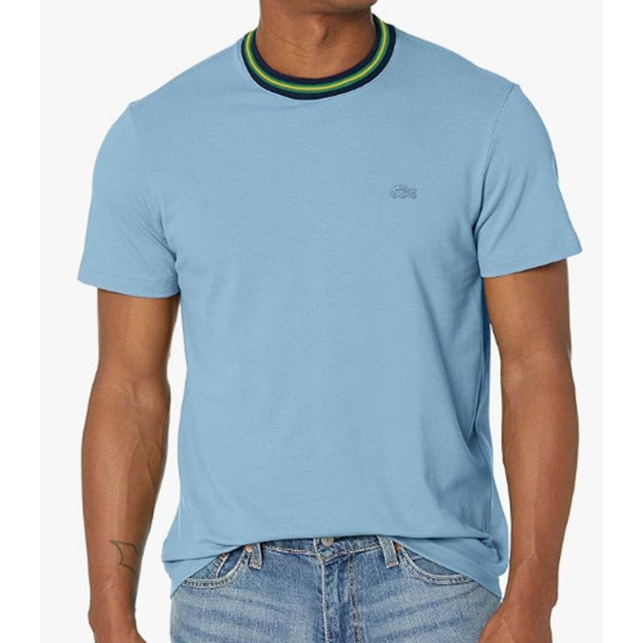 Lacoste Lacoste Mens Short Sleeve Fancy Crew Neck T-Shirt Panorama M Size US M / EU 48-50 / 2 - 1 Thumbnail