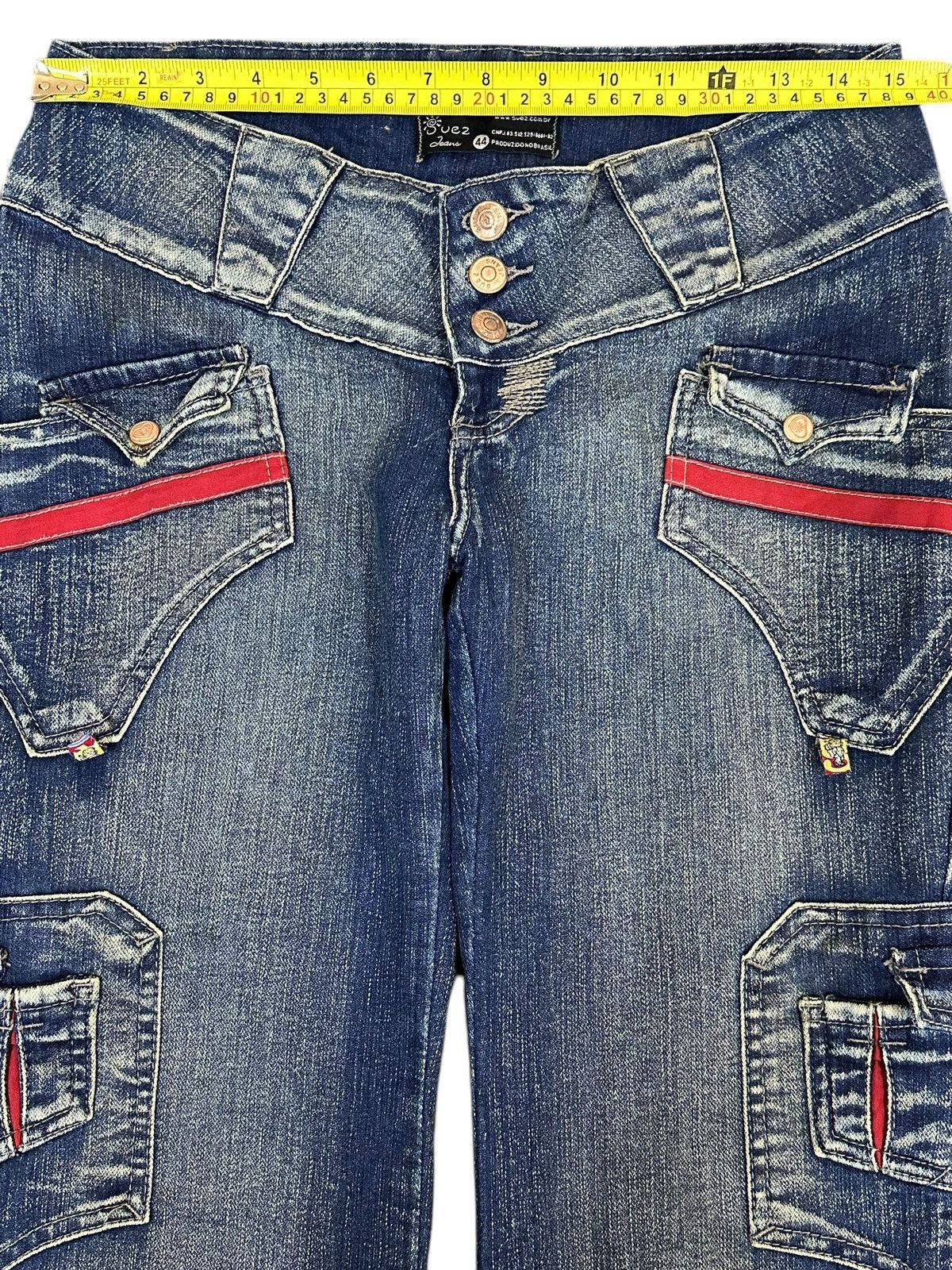 Hysteric Glamour Vintage Japanese Brand Blue Faded Wash Cargo Flare Jeans Size 29" - 11 Thumbnail