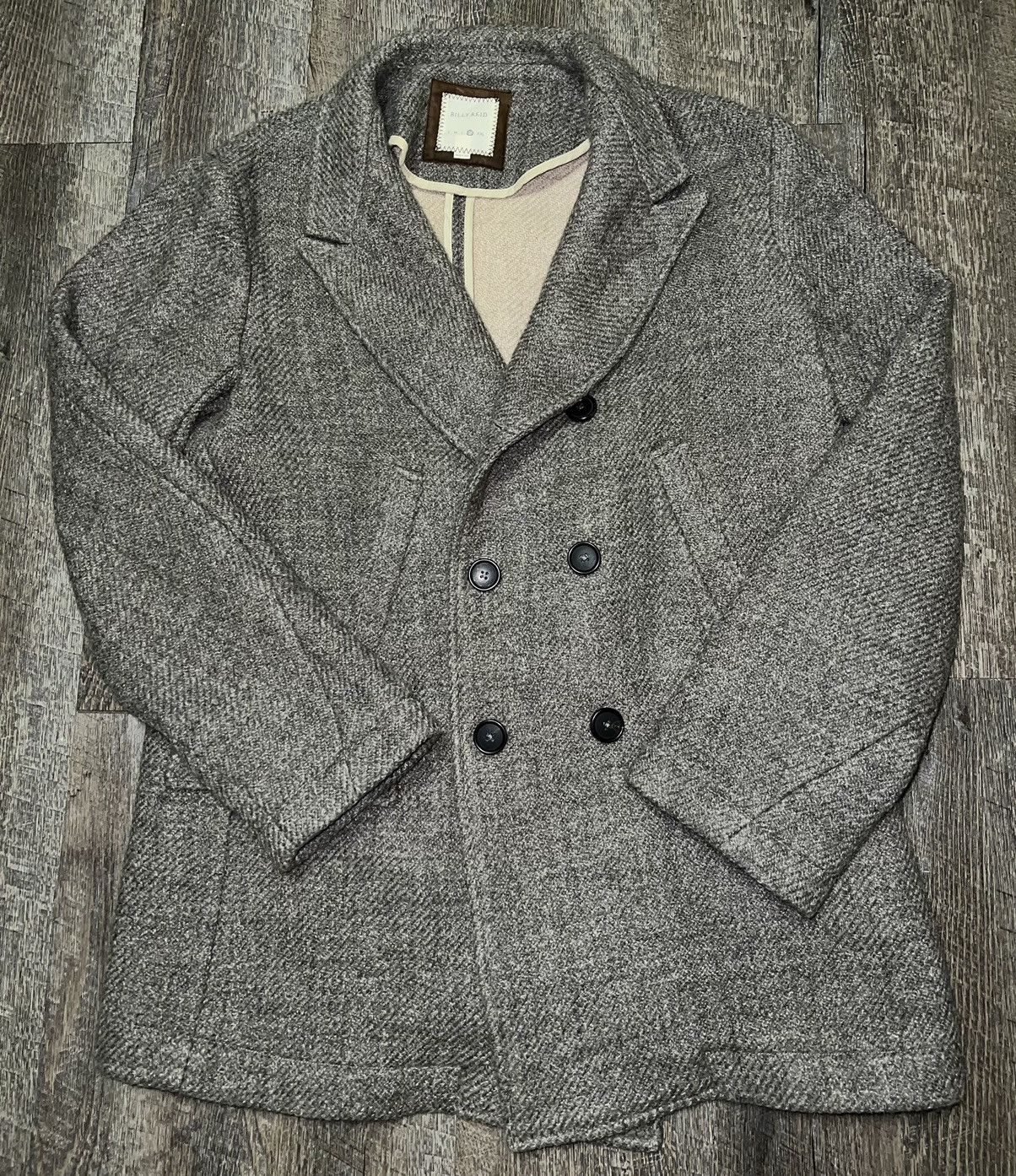 image of Billy Reid Bond Wool Alpaca Peacoat Size XL in Grey, Men's