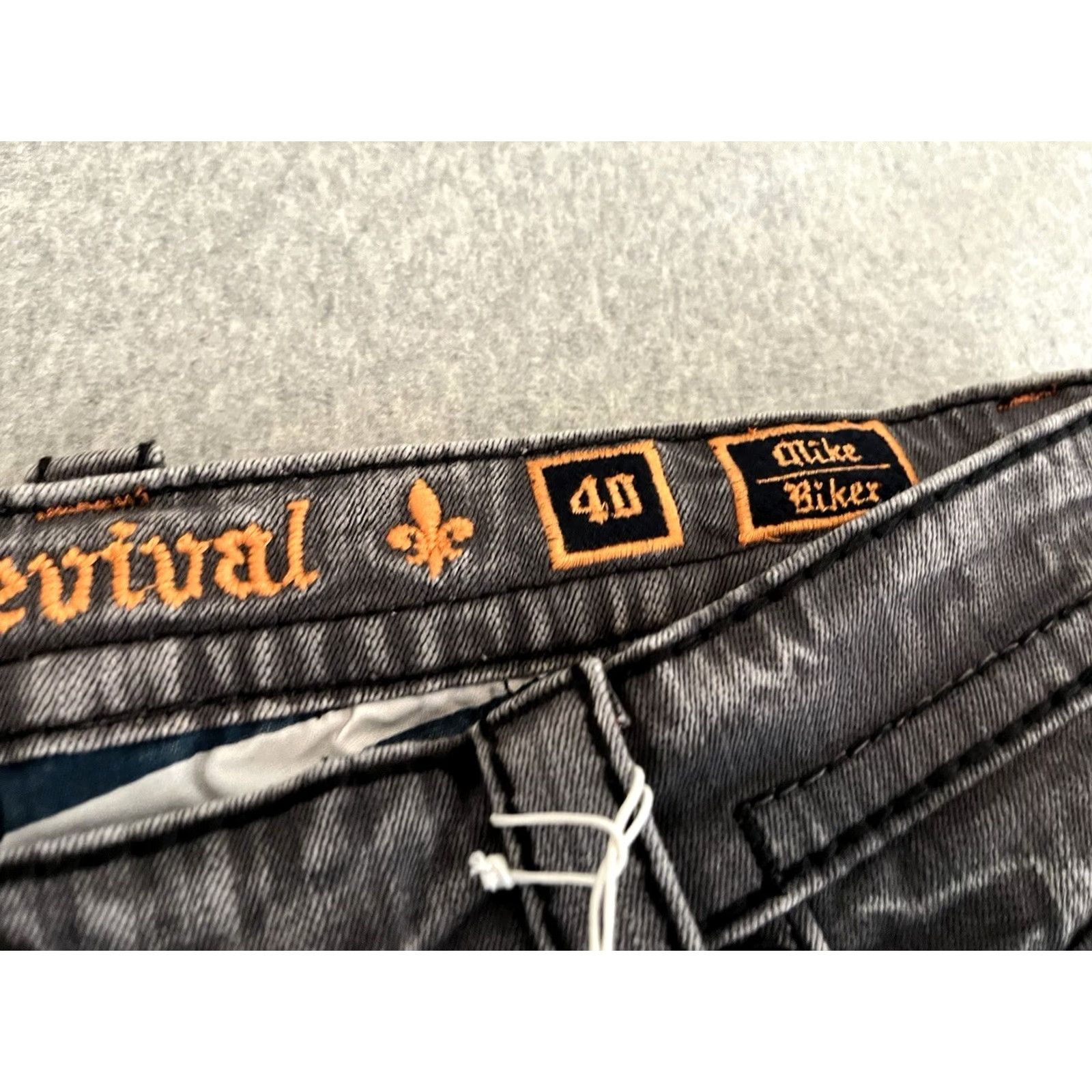 Vintage Rock Revival Jeans Distressed Biker Denim Mens 40x34 Gray NWT Size US 40 / EU 56 - 2 Thumbnail