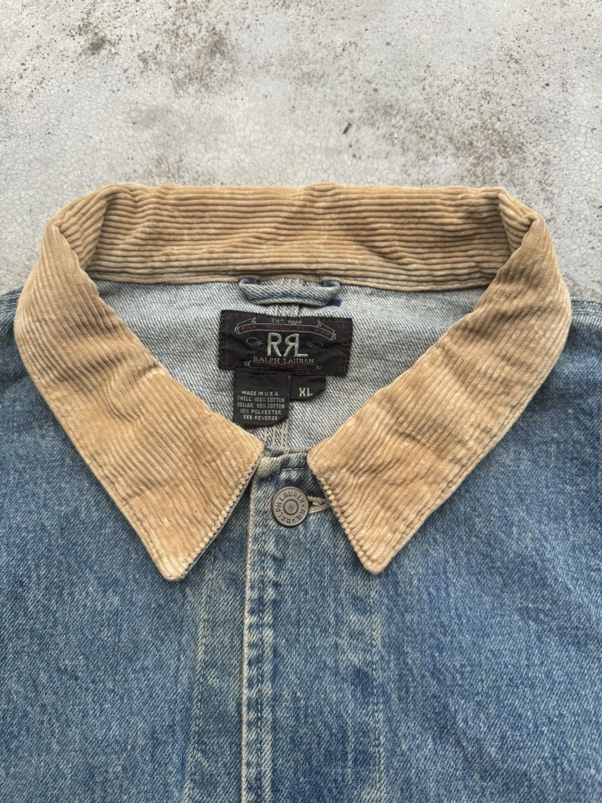 RRL Ralph Lauren × Ralph Lauren × Vintage Vintage RRL corduroy collar denim jacket ralph lauren Size US XL / EU 56 / 4 - 12 Thumbnail