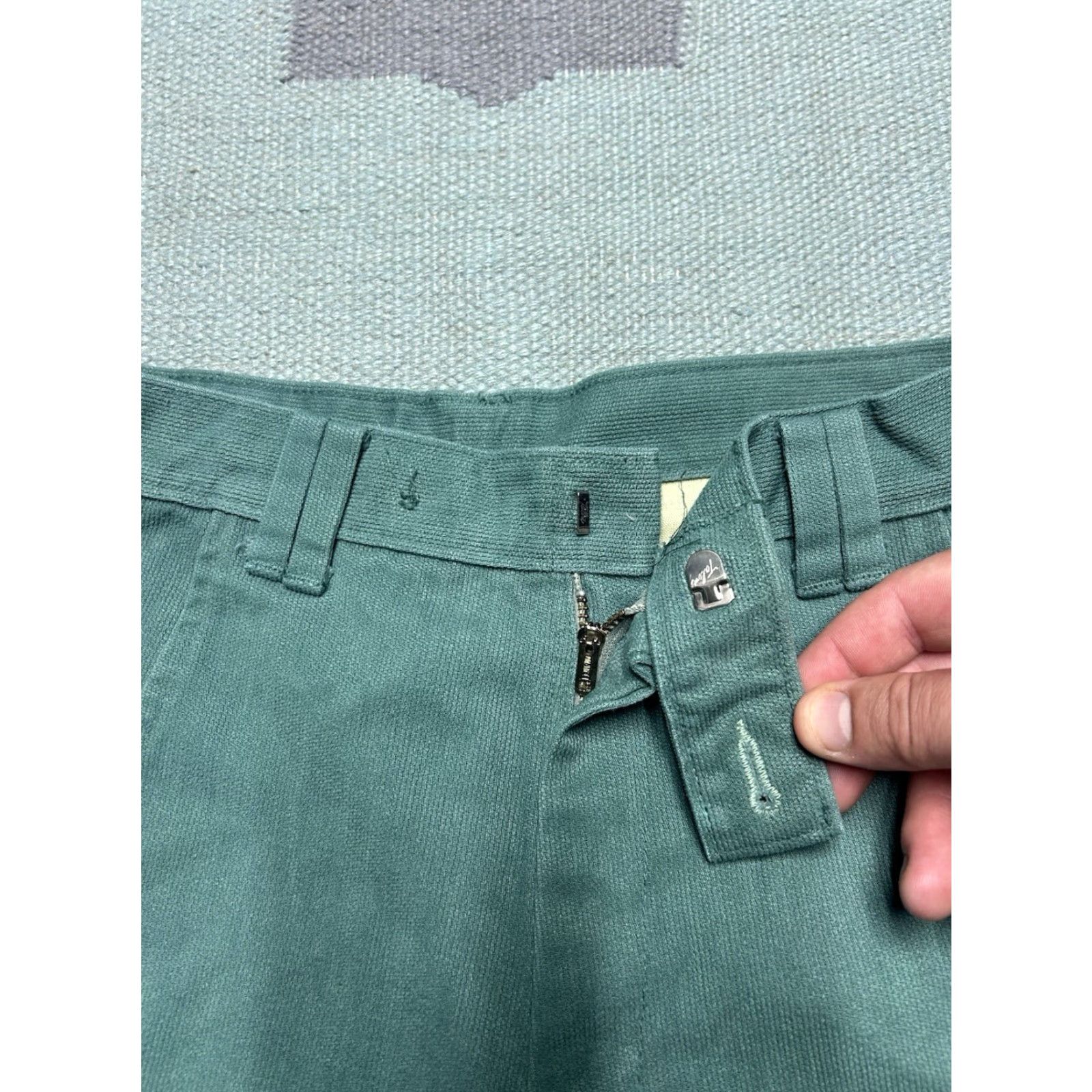 Altea VINTAGE 1960s pique pants micro corduroy teal turquoise tapered leg 26x31 Women Pants 26 Regular Size 26" / US 2 / IT 38 - 5 Thumbnail